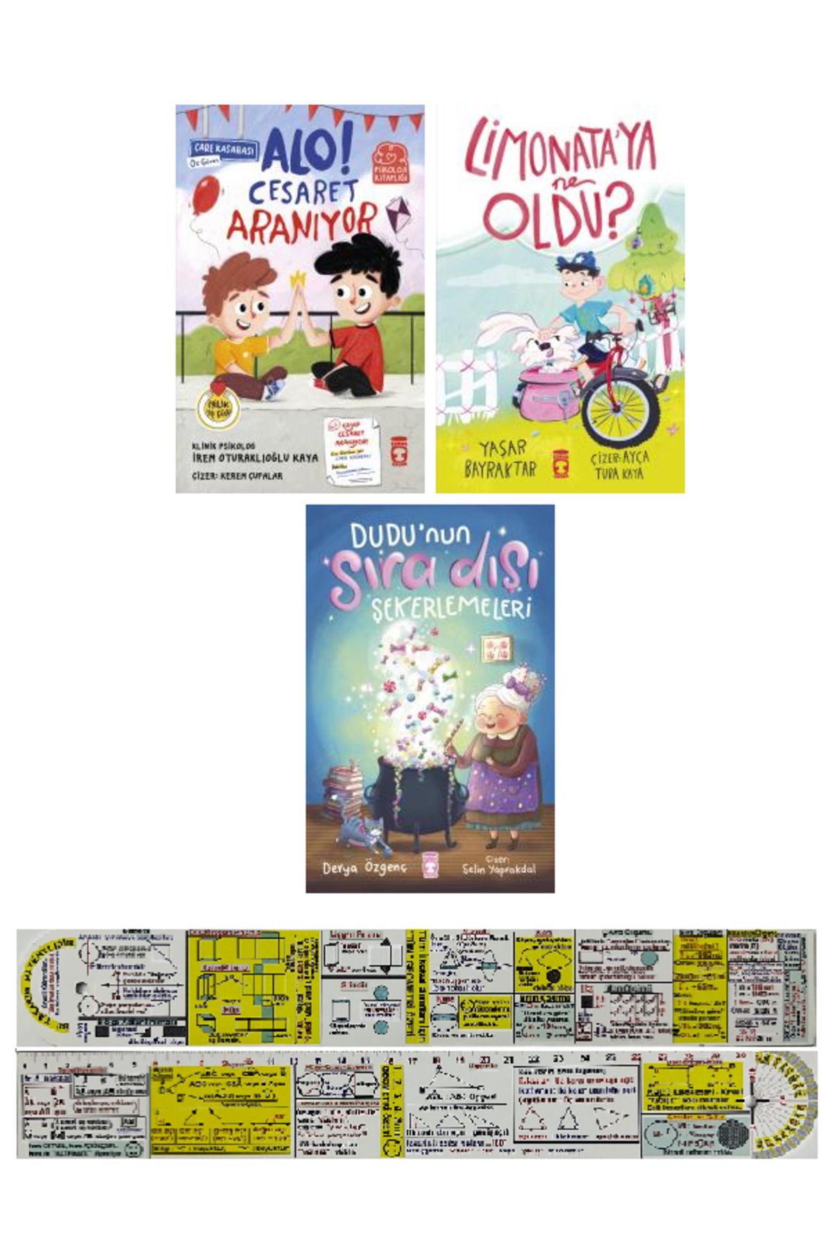 Timaş Çocuk Alo Cesaret Aranıyor, Limonataya Ne Oldu, Dudunun Sıra Dışı Şekerlemeleri 3 Kitap Set + Cetvel