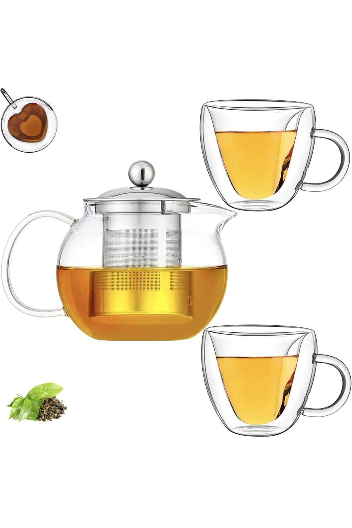 Quasar & Co. Set Ceainic Cu 2 Cani, Quasar & Co. ,love,cu Infuzor,2 Cani Inima Cu Pereti Dubli,650ml/2x250ml - One Size