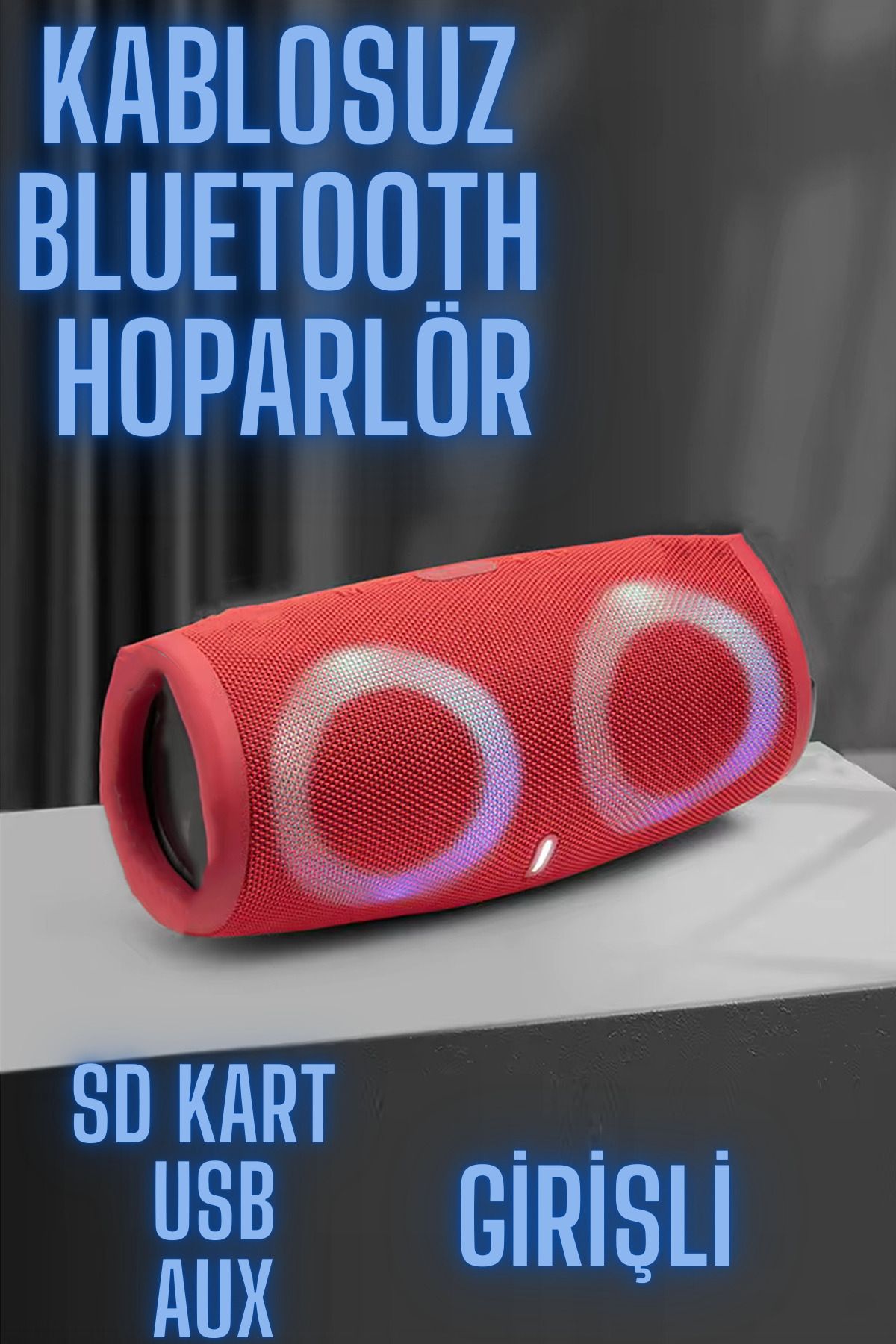 nextbuy Şarjlı Bluetooth Hoparlör Parti Hoparlörü Işıklı Ses Bombası Kamp Aux,Usb,Sd Kart Radyo Kırmızı