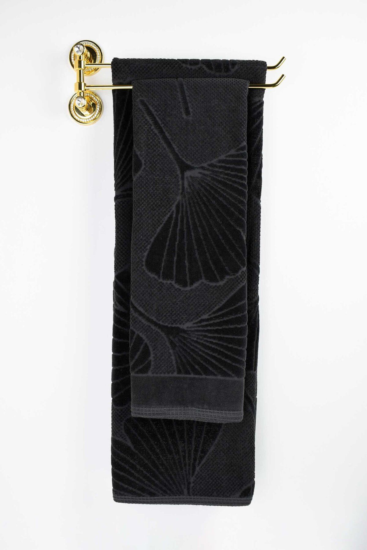 Biriz Moda Lotus Kadife Banyo Havlusu - Antrasit