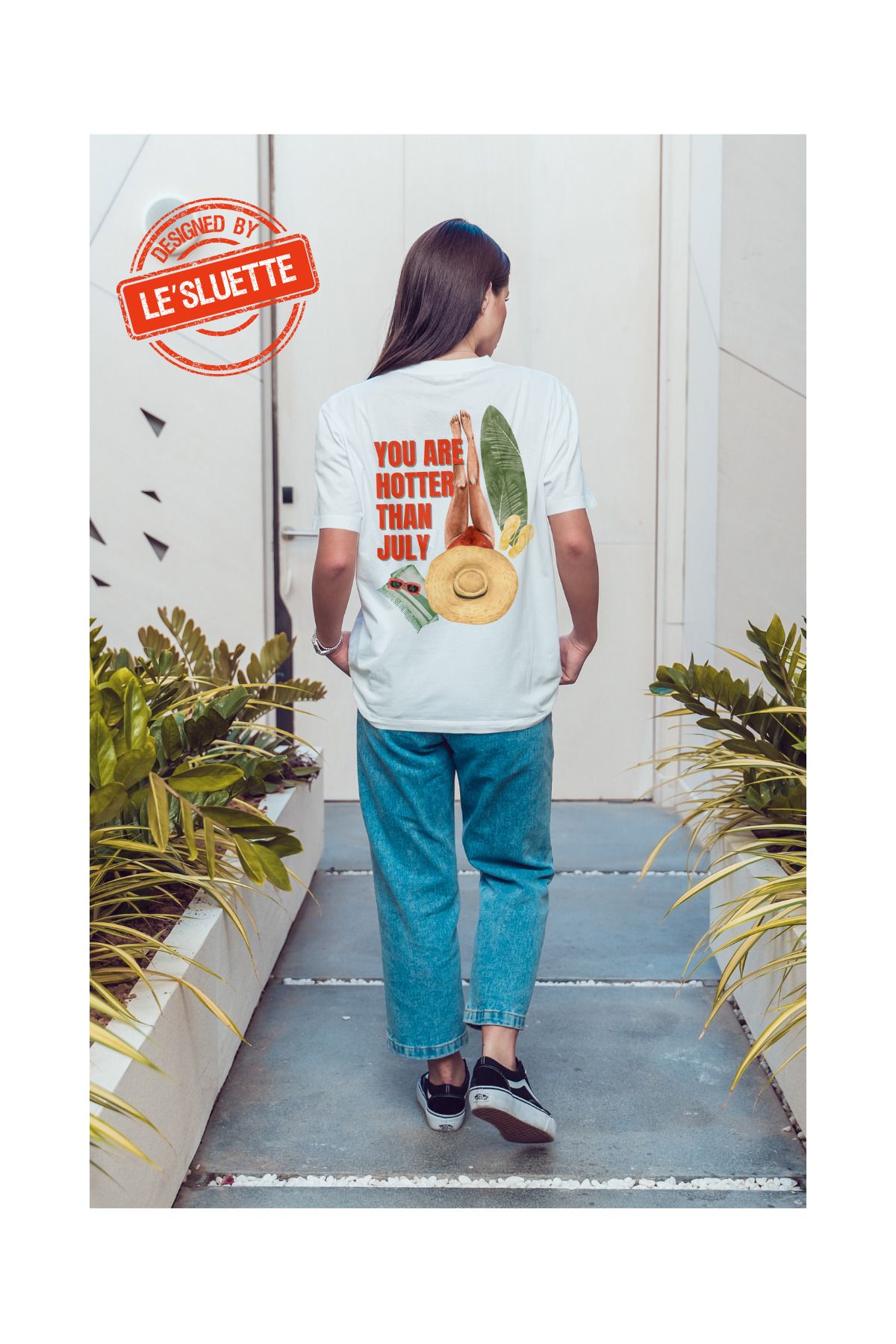 Le'sluette shadow of style You Are Hatter Than July Baskılı Oversize %100 Pamuk T-Shirt