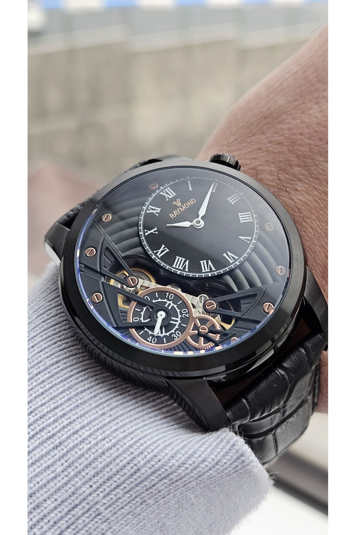 Raymond RYM-5210 QUARTZ ERKEK KOL SAATİ - ÇELİK KASA VE DERİ KORDON - 2 YIL GARANTİ