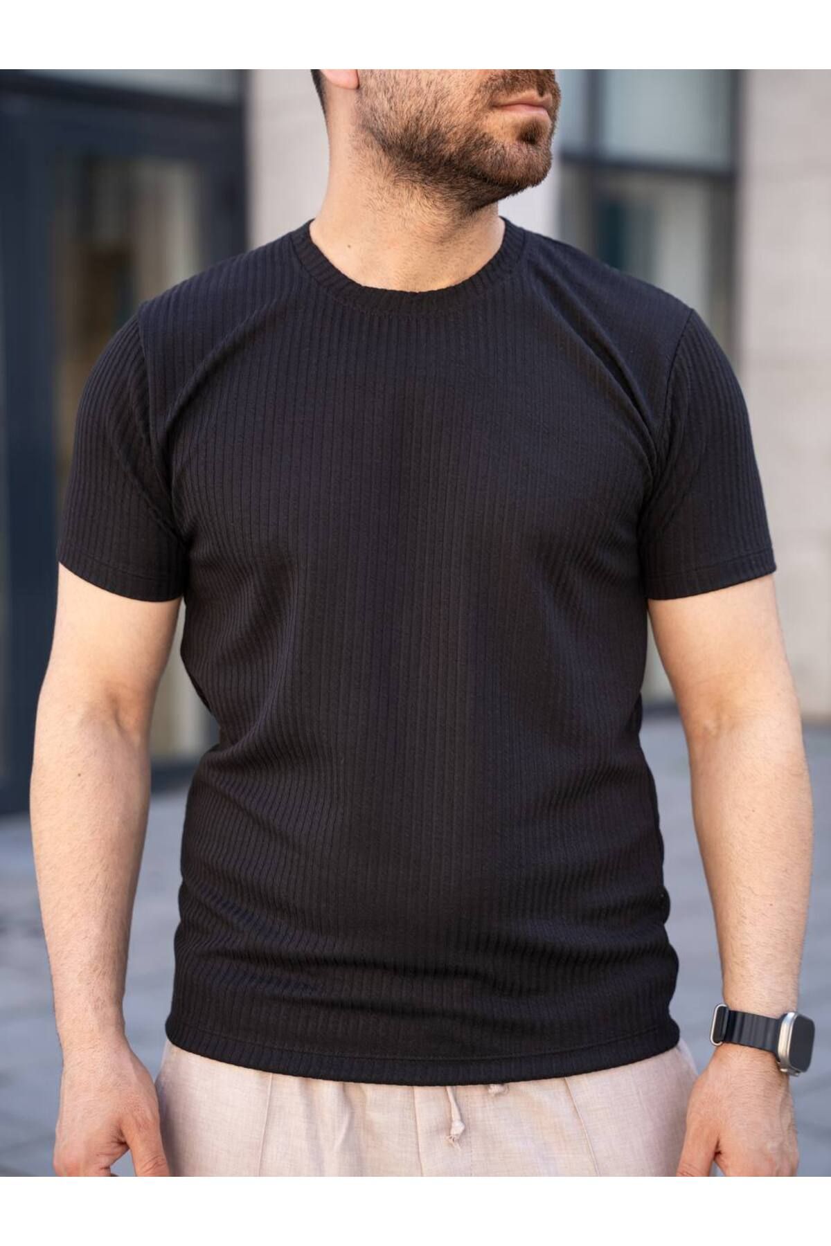 ROBERTO BORNOVA Bisiklet Yaka Waffle Burgu Kumaş Tshirt KP
