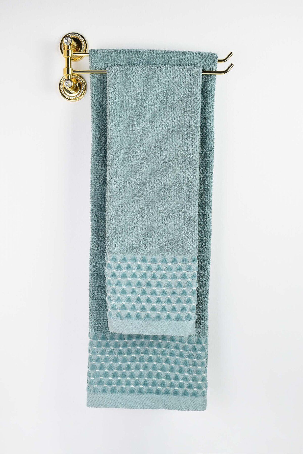 Biriz Moda Murano Kadife Jakarlı Bordurlu Banyo Havlusu - Aqua