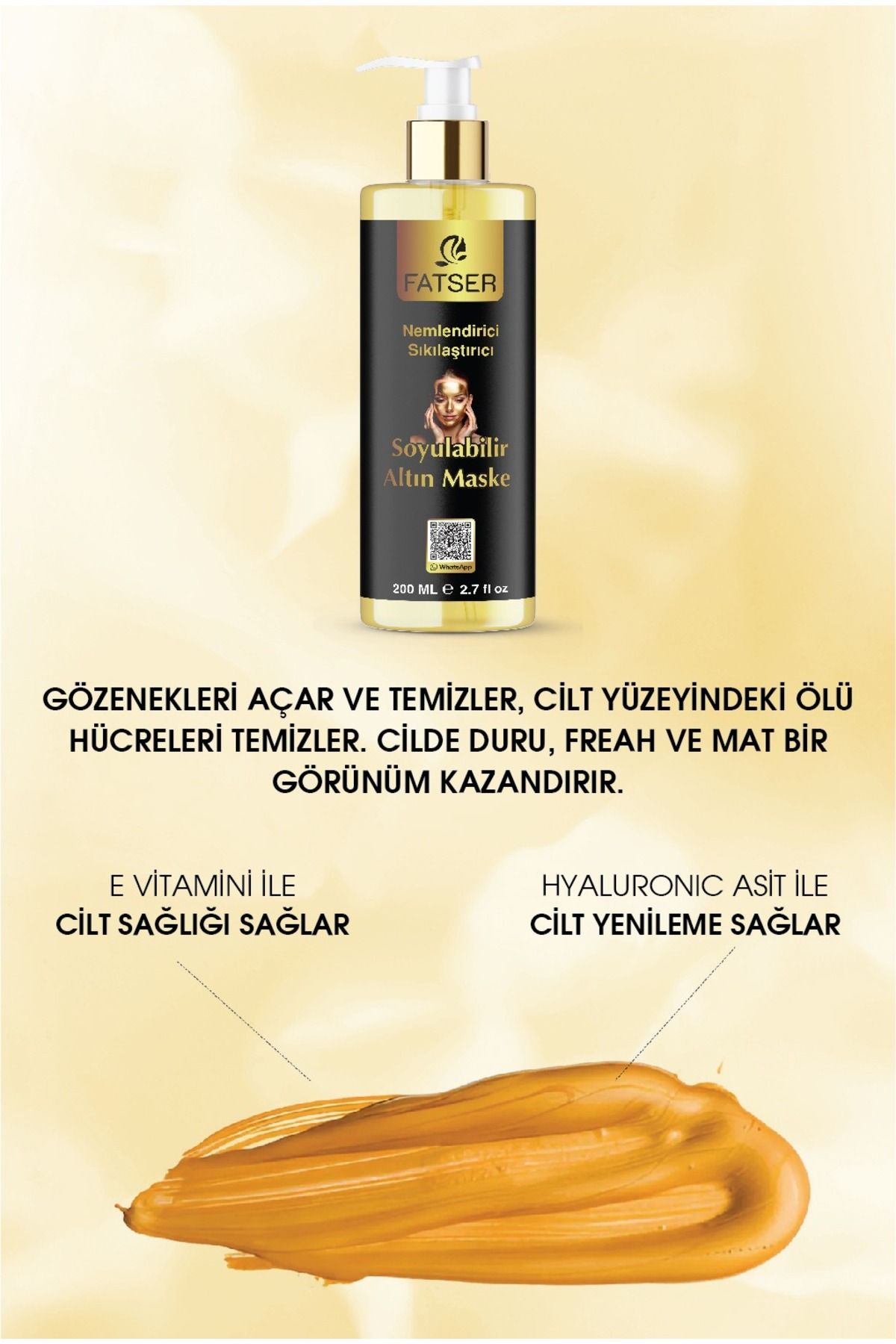 Fatser Soyulabilr Altın Maskesi Collagen İçerikli Beyazlatıcı Özellikli 200 ML