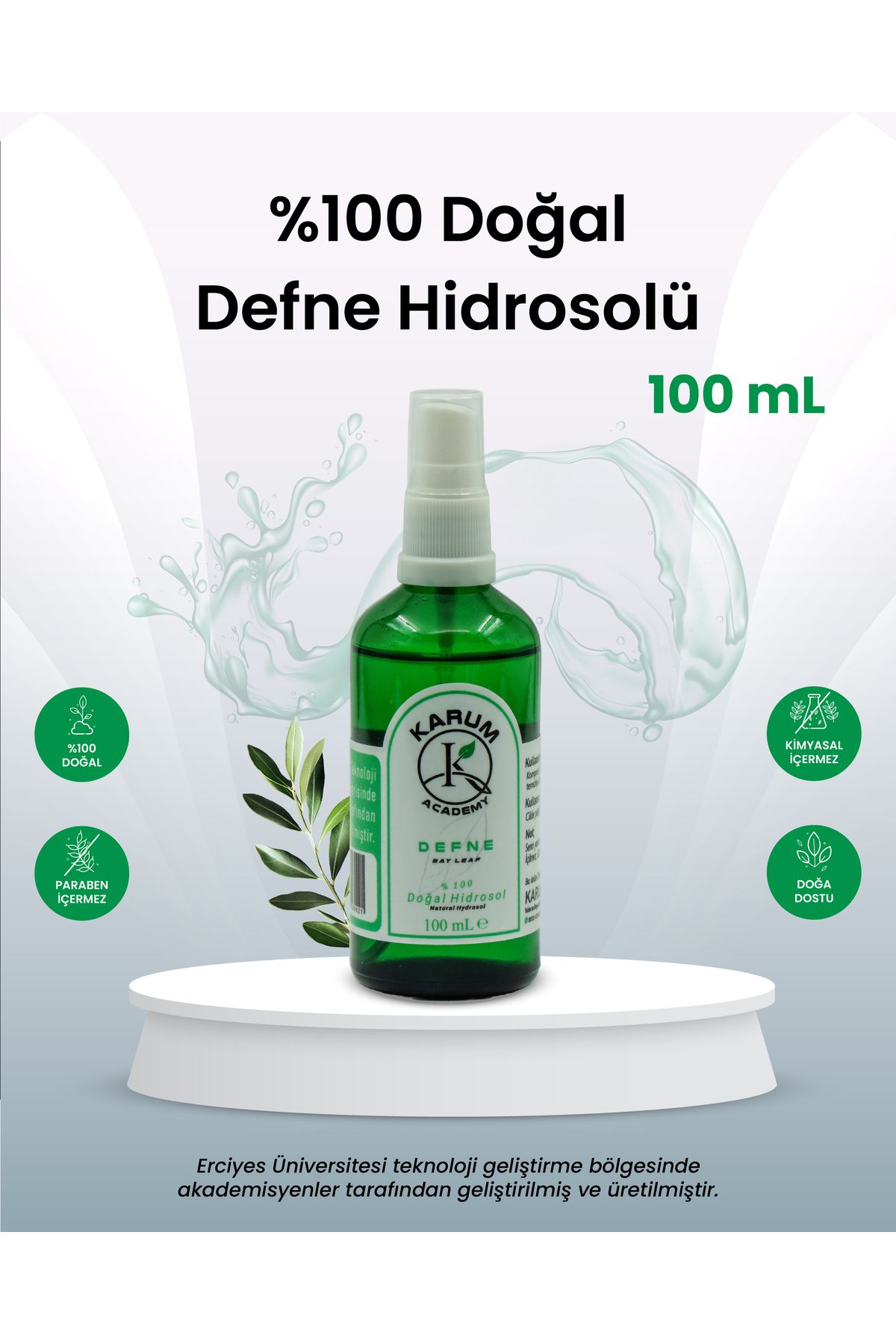 karum academy Defne Hidrosolü (100% Doğal Defne Suyu) Doğanın arındırıcı gücüyle tanışın! 100 ml