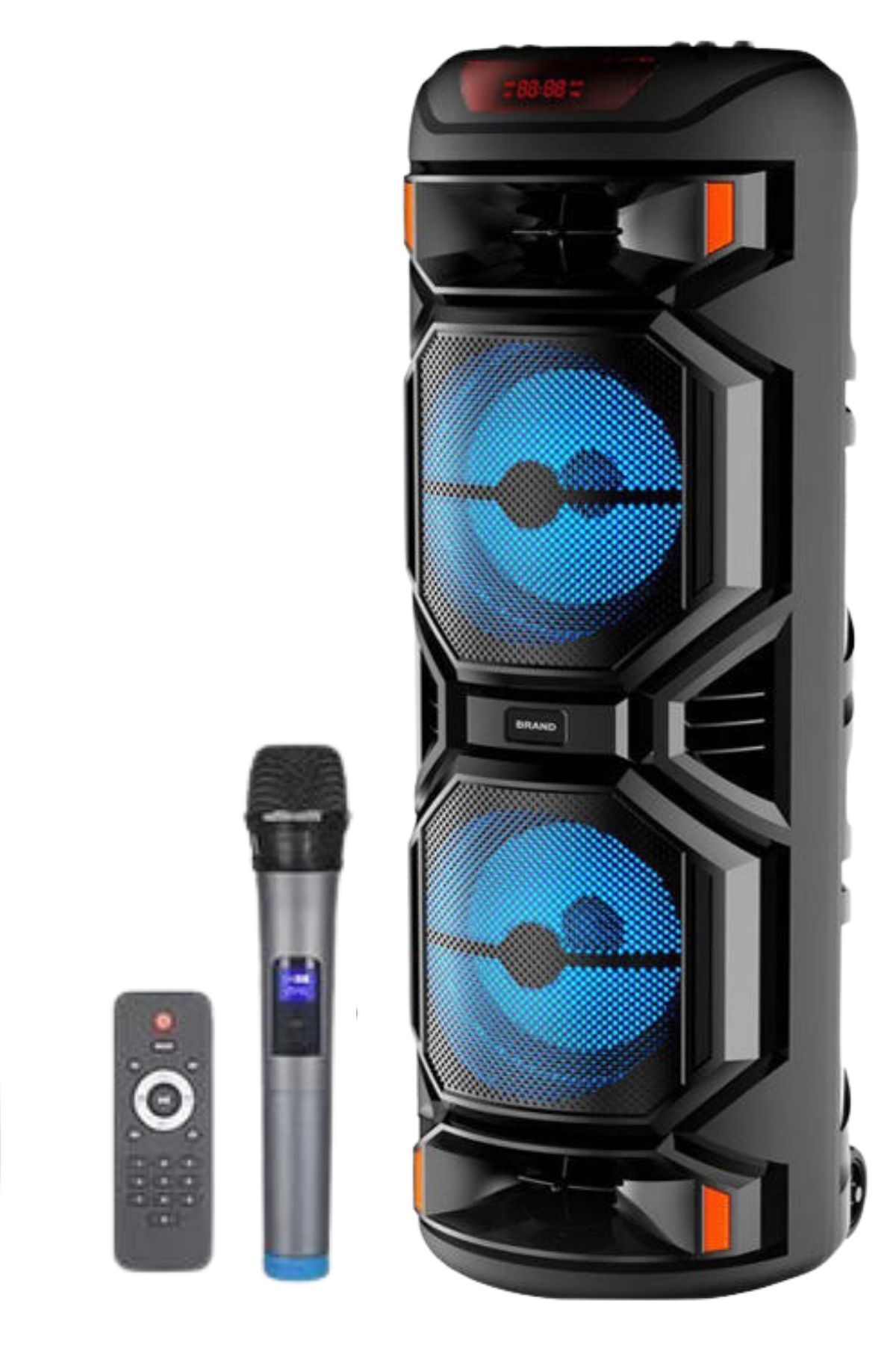 Zineets Mikrofonlu Büyük Bluetooth Hoparlör 8x2 Toplantı Parti Led Işıklı Sd Kart Fm Usb Girişli Speaker