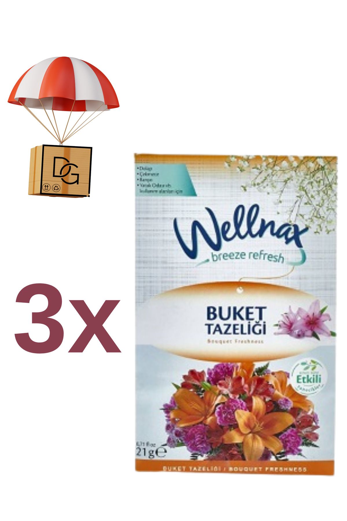 DETAY GLOBAL KURUMSAL 3 Adet Wellnax Dolap Çekmece Kesesi (Buket Tazeliği)