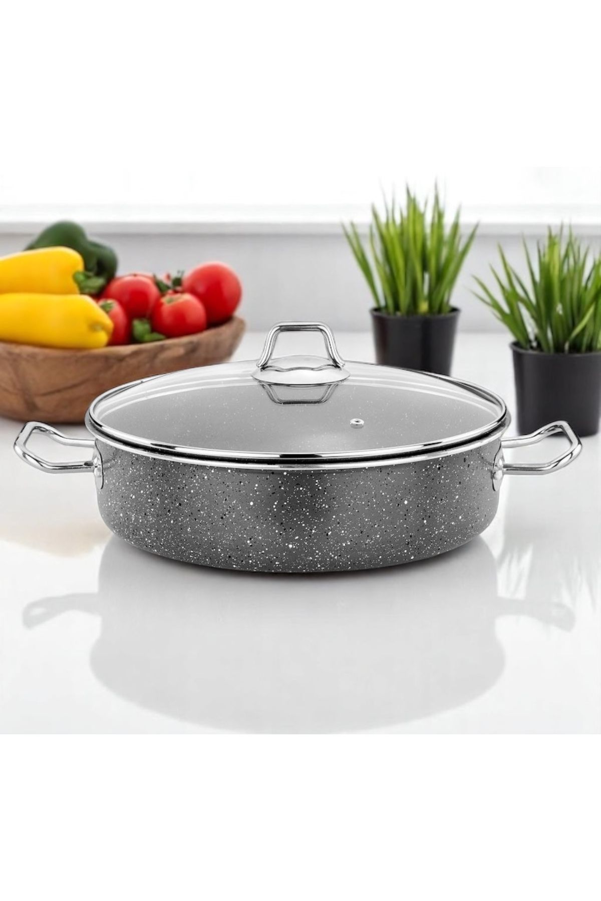 Ulutaş Granit Maxi Basık Tencere Metal Kulp 30 Cm 5,00 Litre