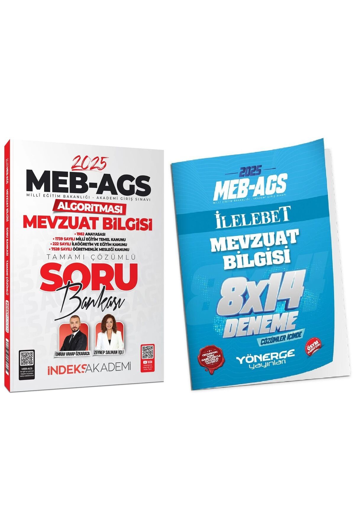 İndeks Akademi İndeks + Yönerge 2025 MEB-AGS Algoritması Mevzuat Bilgisi Soru Bankası + 8 Deneme 2 li Set