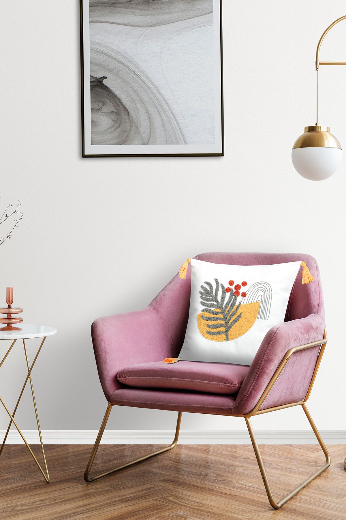 Ottoson Comfort Punch Desenli Kırlent Kılıfı Kare Dekoratif Bohem Nakışlı Koltuk Yastık Kılıfı panç 45x45