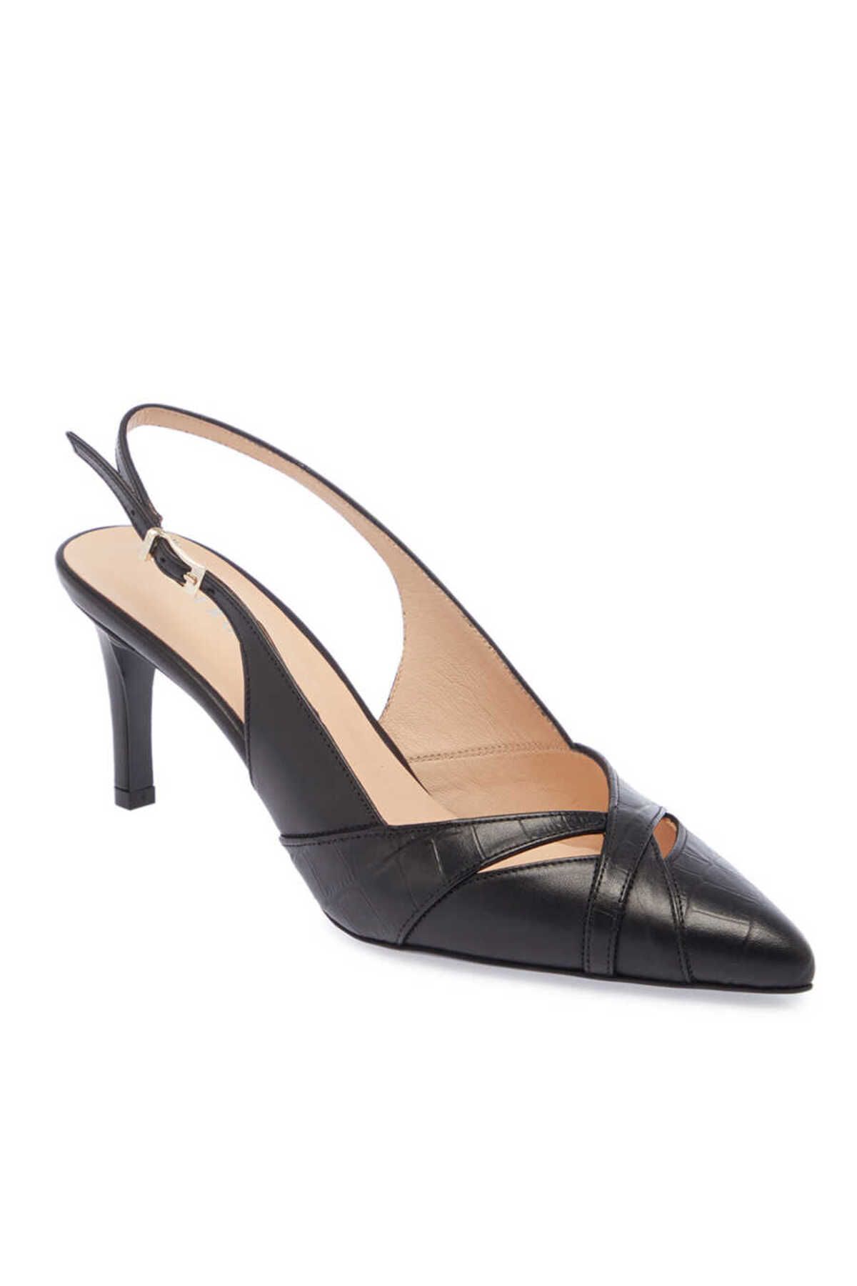 Tergan Siyah Hakiki Deri Kadın Stiletto - K24I1AY67190-A55
