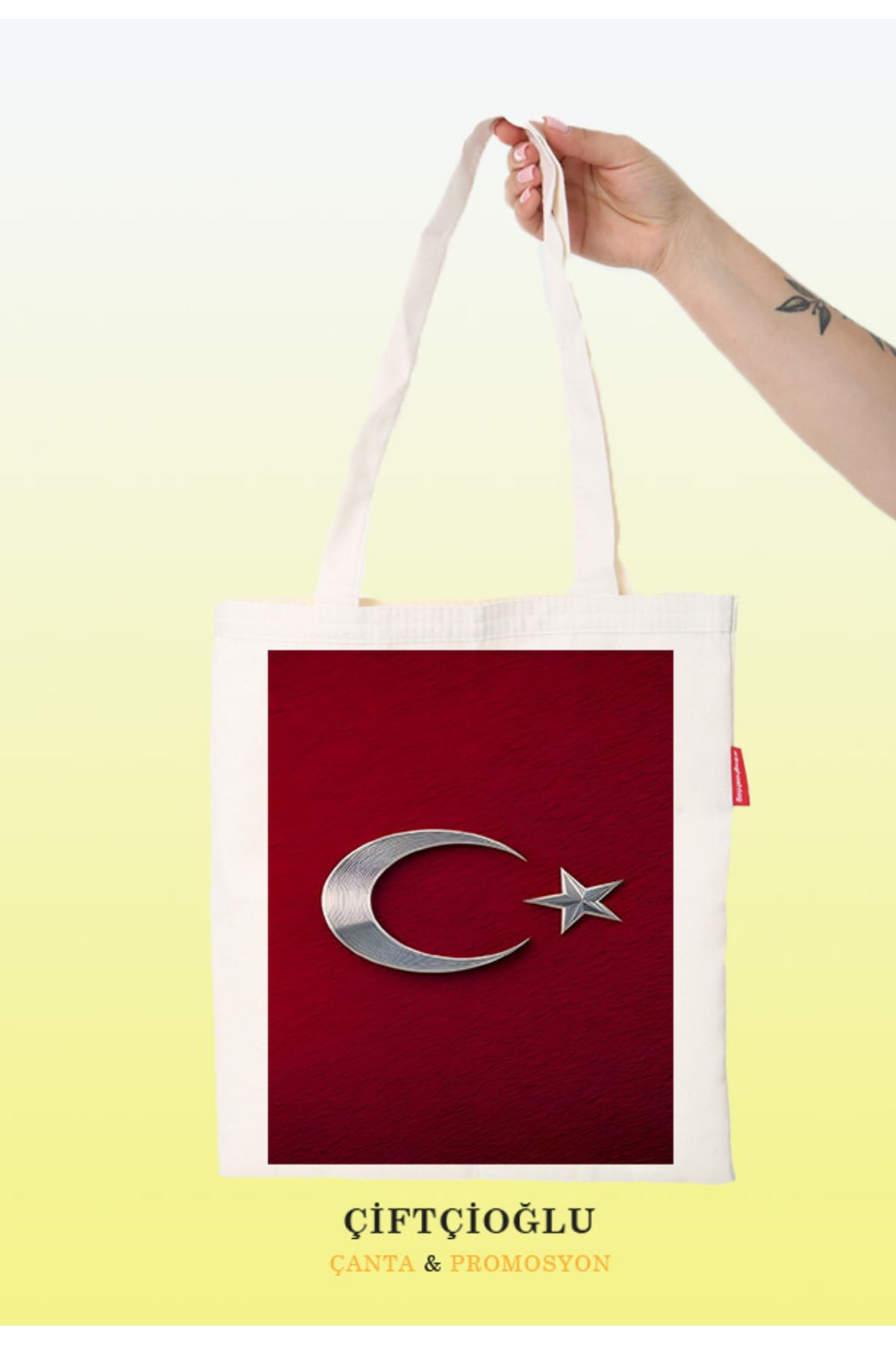 çiftçioğlu Türk Bayrağı Baskılı 38x42 Bez Çanta