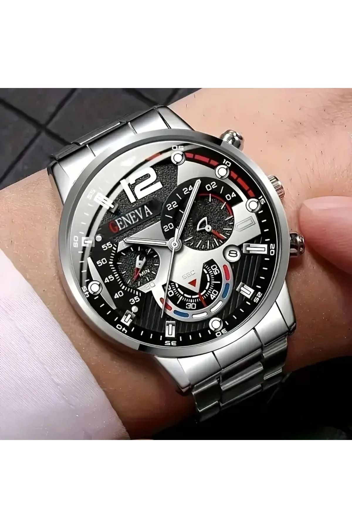 Feron accessories Erkek Çelik Kordonlu Spor Kronograf Saat TM505