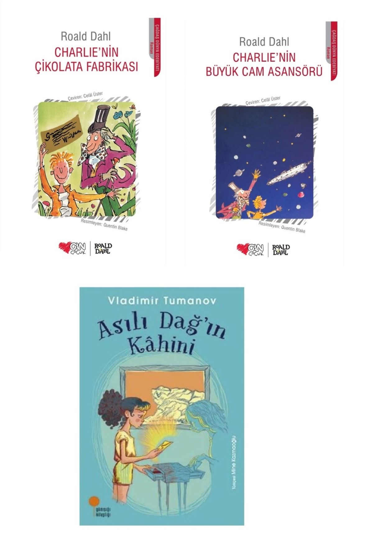 Günışığı Kitaplığı Asılı Dağın Kahini & Charlie'nin Büyük Cam Asansörü & Charlie'nin Çikolata Fabrikası ( 3 Lü Set )