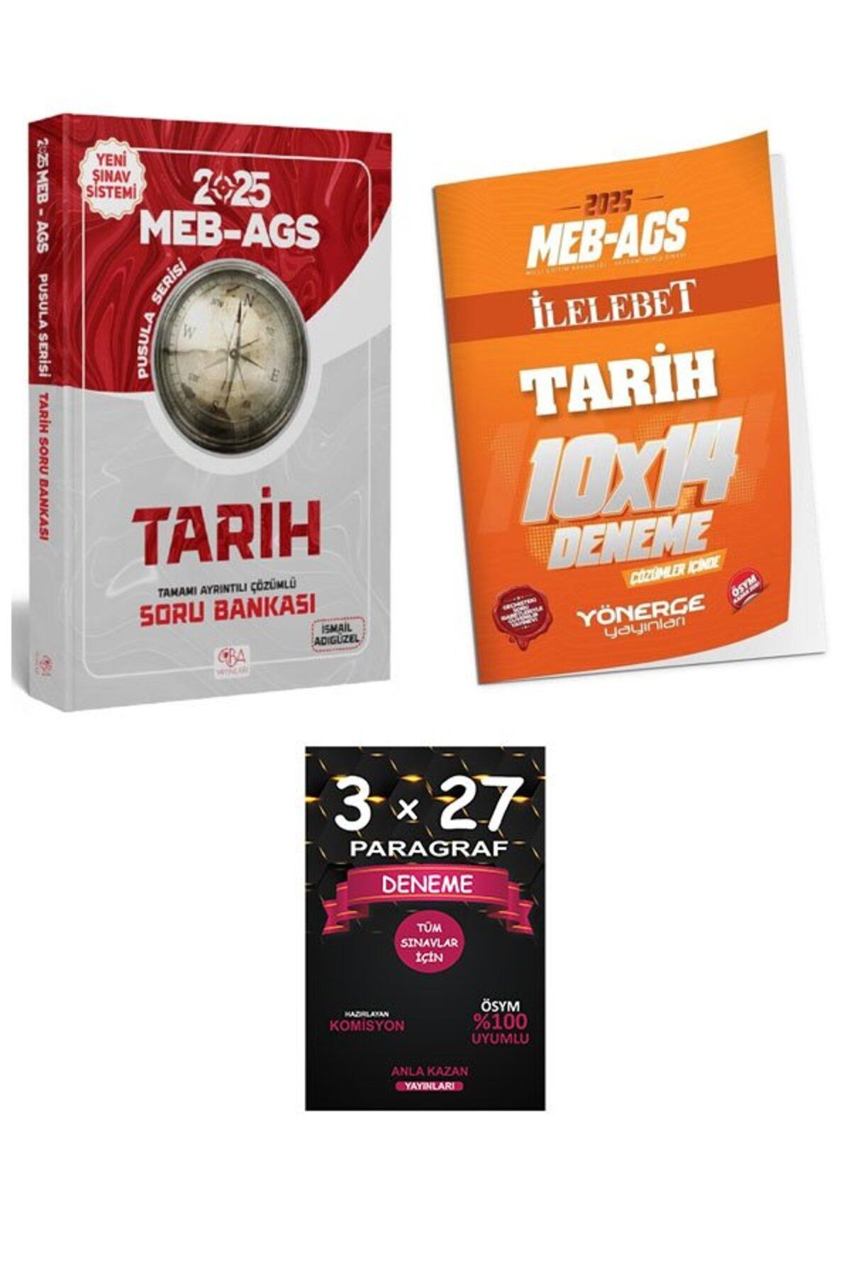 Anla Kazan Yayınları CBA + Yönerge 2025 MEB-AGS Tarihin Pusulası Soru Bankası + 14 Deneme 2 li Set +AnlaKAzan Paragraf