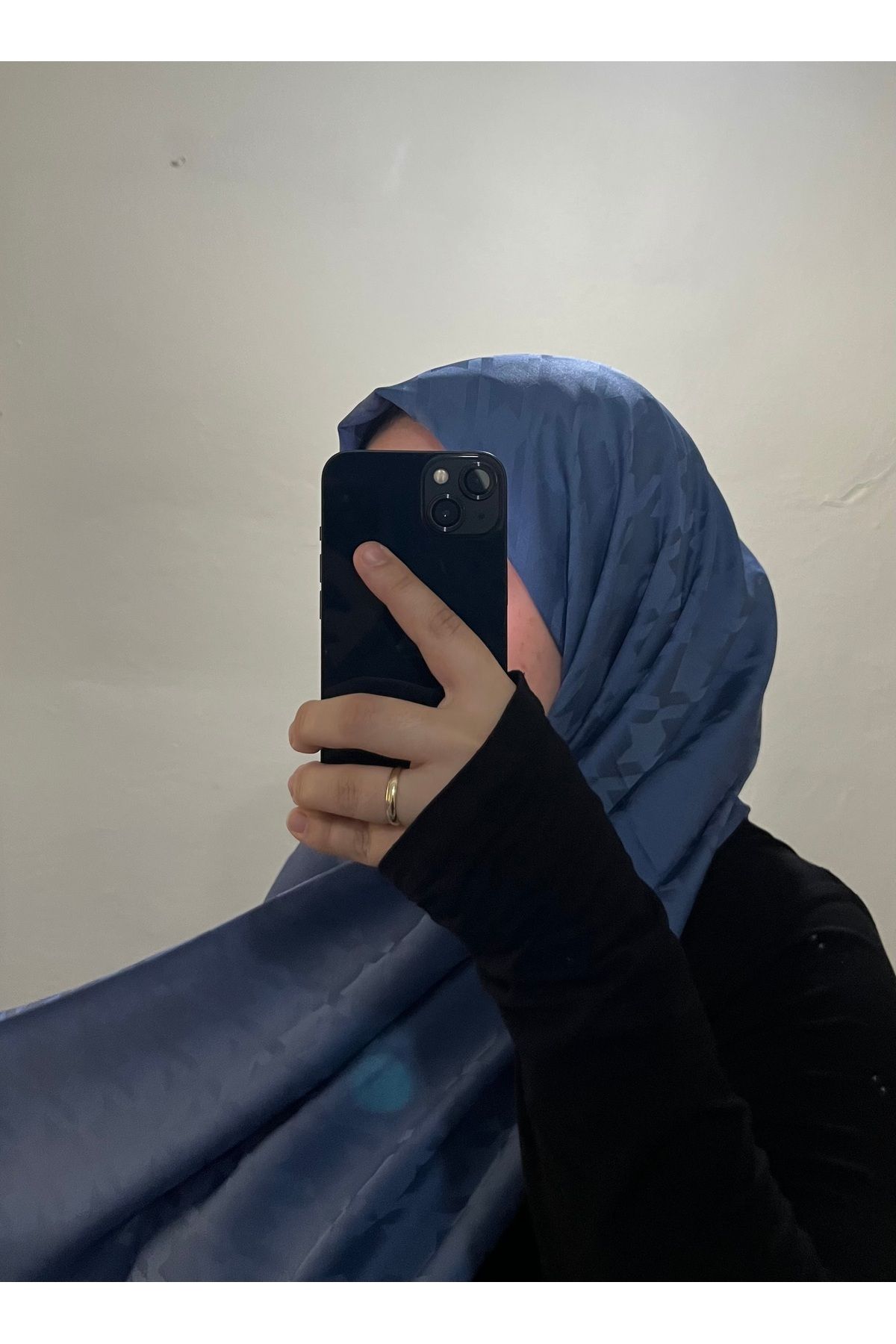 BOUTİCON Kazayağı Desen Mavi Jakar Şal