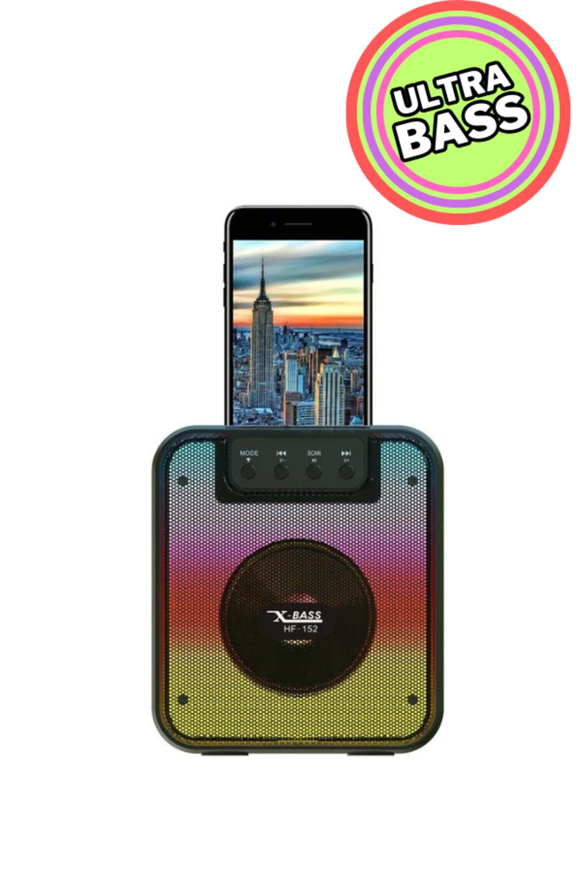 gunkes A + BASS Professional Taşınabilir Işıklı TF Kart USB Bluetooth AUX Girişli BT Speaker