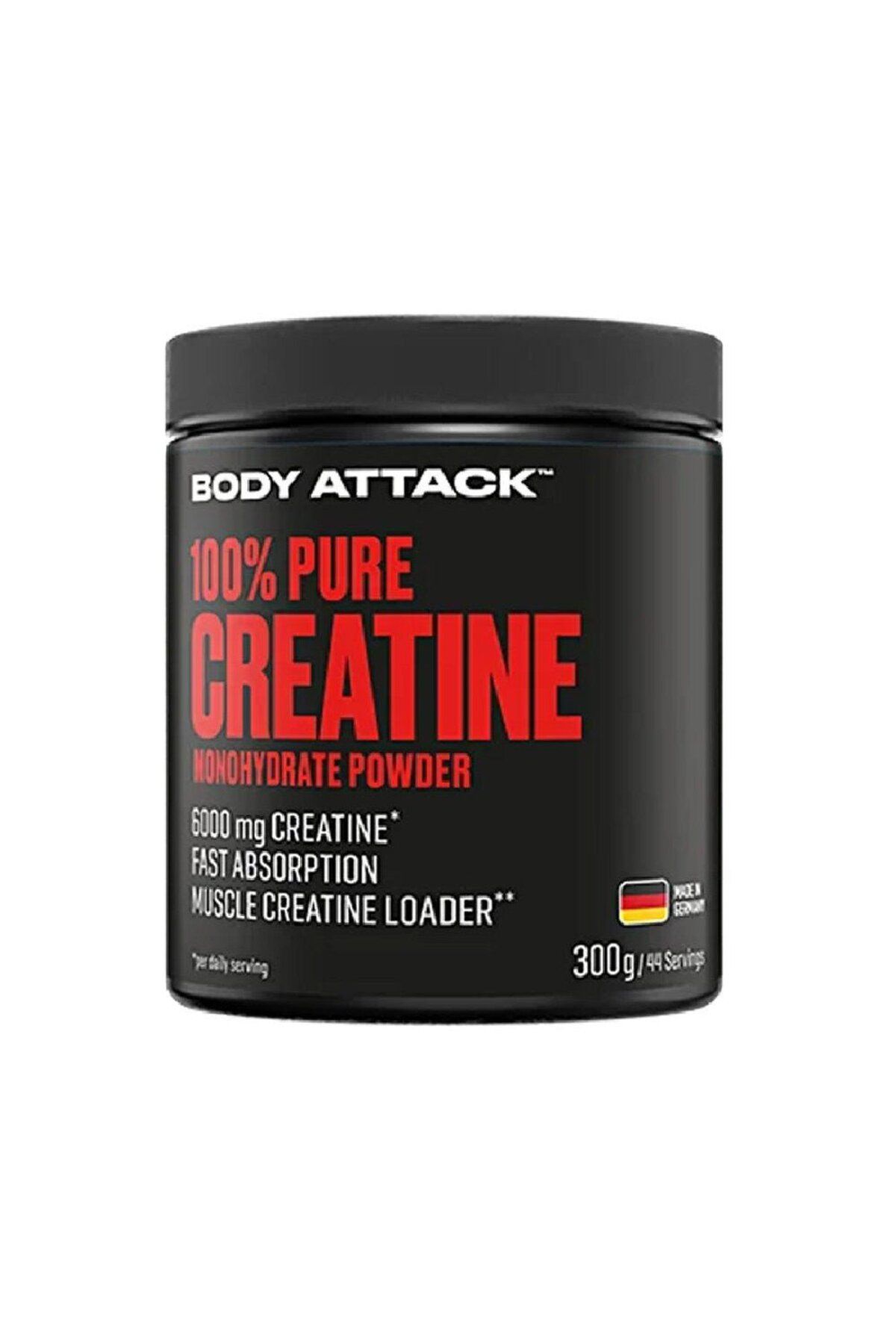 Body Attack 100% Creatina Monohidrata Pura, Pudra, 300g, Body Attack, Supliment Crestere Masa Musculara - One Size