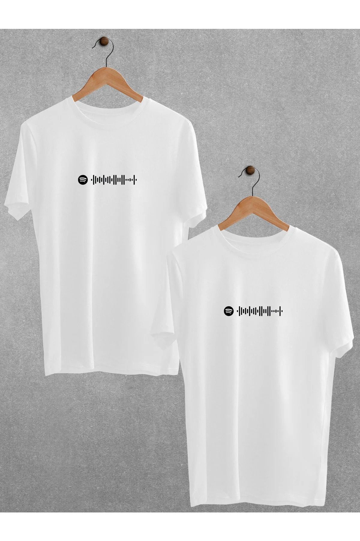 DESCARTES Spotify Ed Sheeran Shape Of You Tişört Sevgili Çift Takım Siyah Beyaz Oversize Couple T-shirt