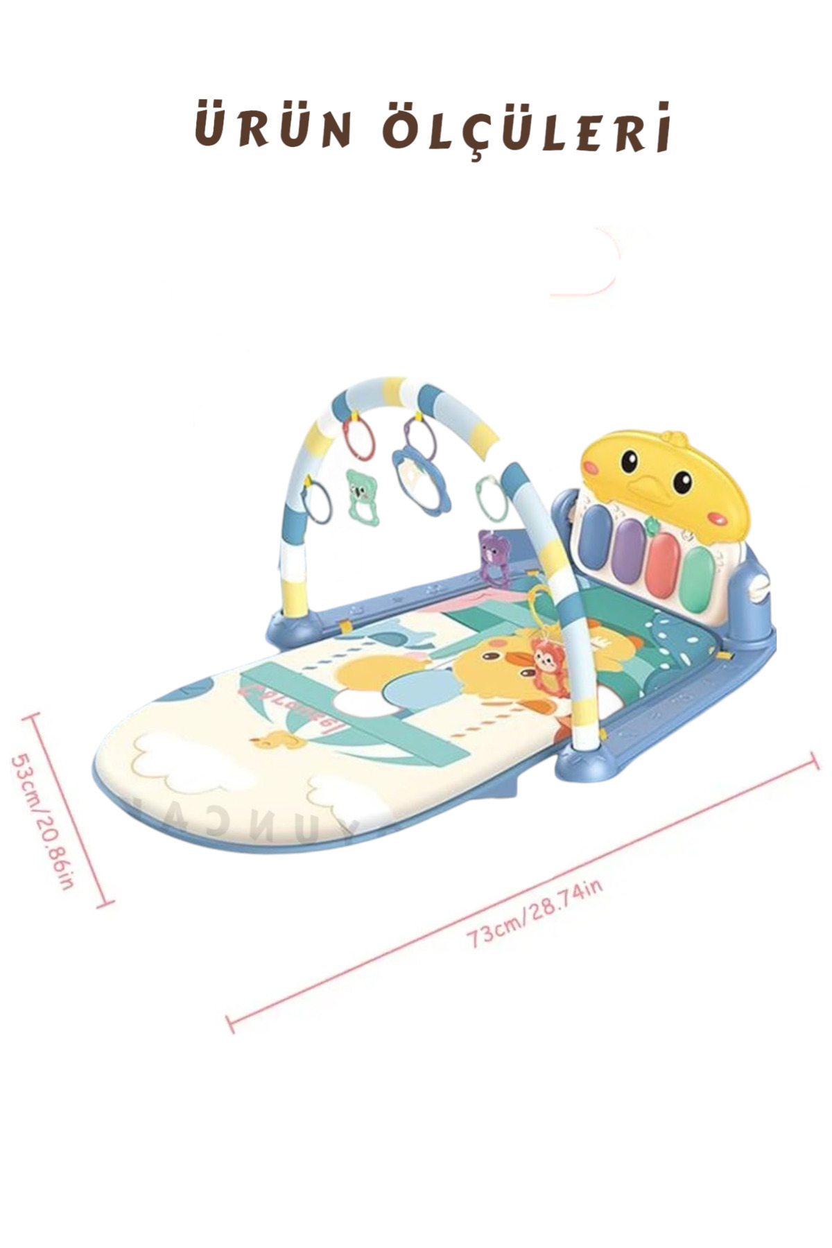 YILDIRIM OYUNCAK Bebek Oyun Halısı Piyanolu, Gökkuşağı Ördek Desenli 73 cm Sesli Dönenceli Bebek Halısı fotoğrafı 2 (önizleme)