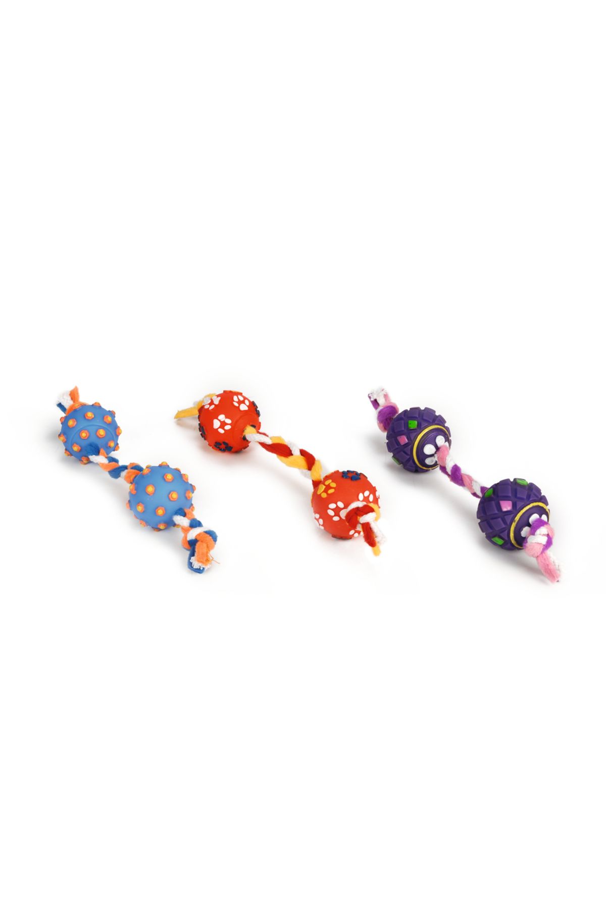 Beeztees Köpek Oyuncağı, İpli Top, Vinyl, Çeşitli Renklerde, S, Top 4,5cm - 30cm