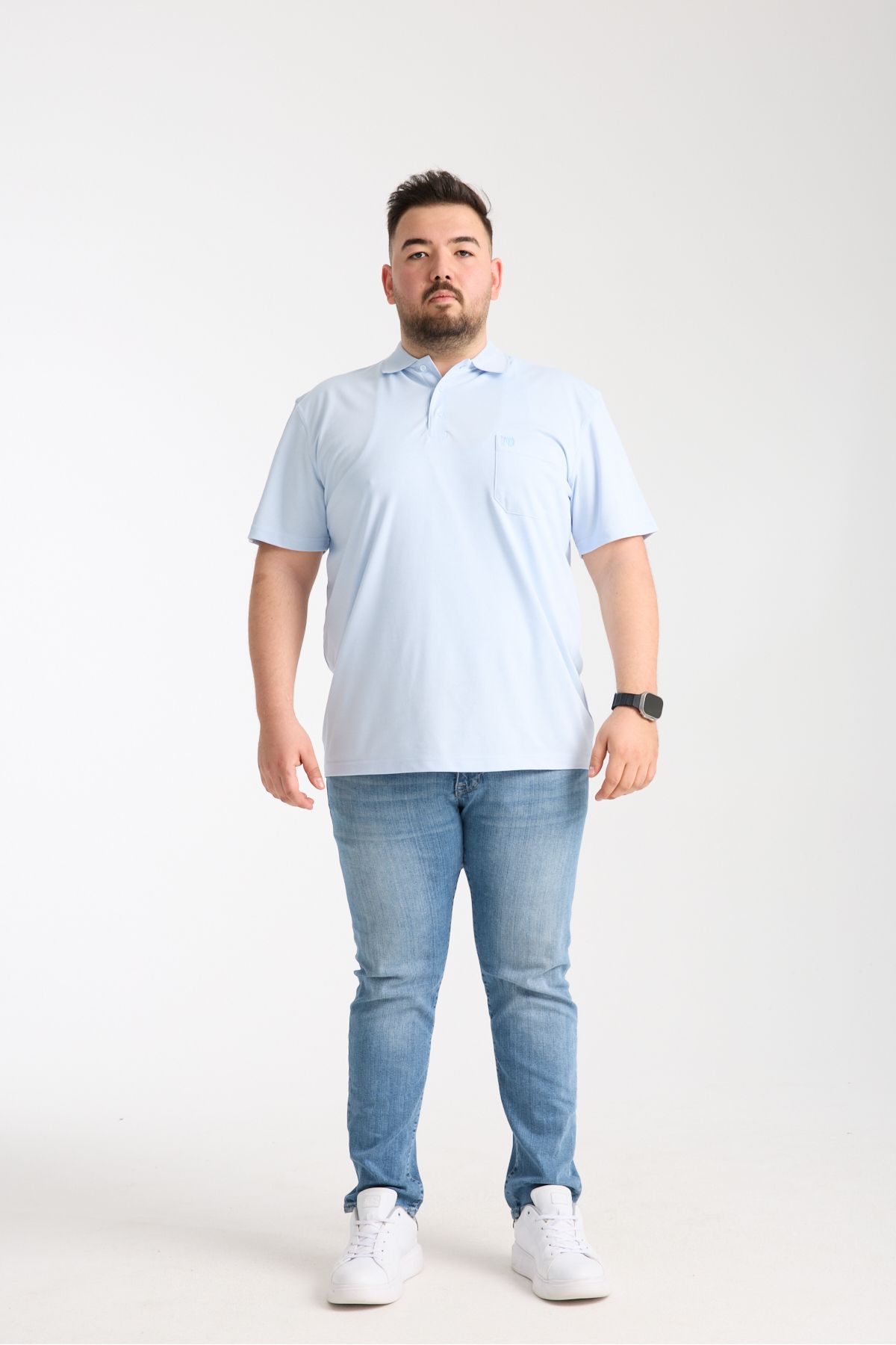 LFC Erkek Büyük Beden Regular Fit %80 Pamuklu %20 Polyester Yumuşak Doku Bej Polo Yaka Tişört
