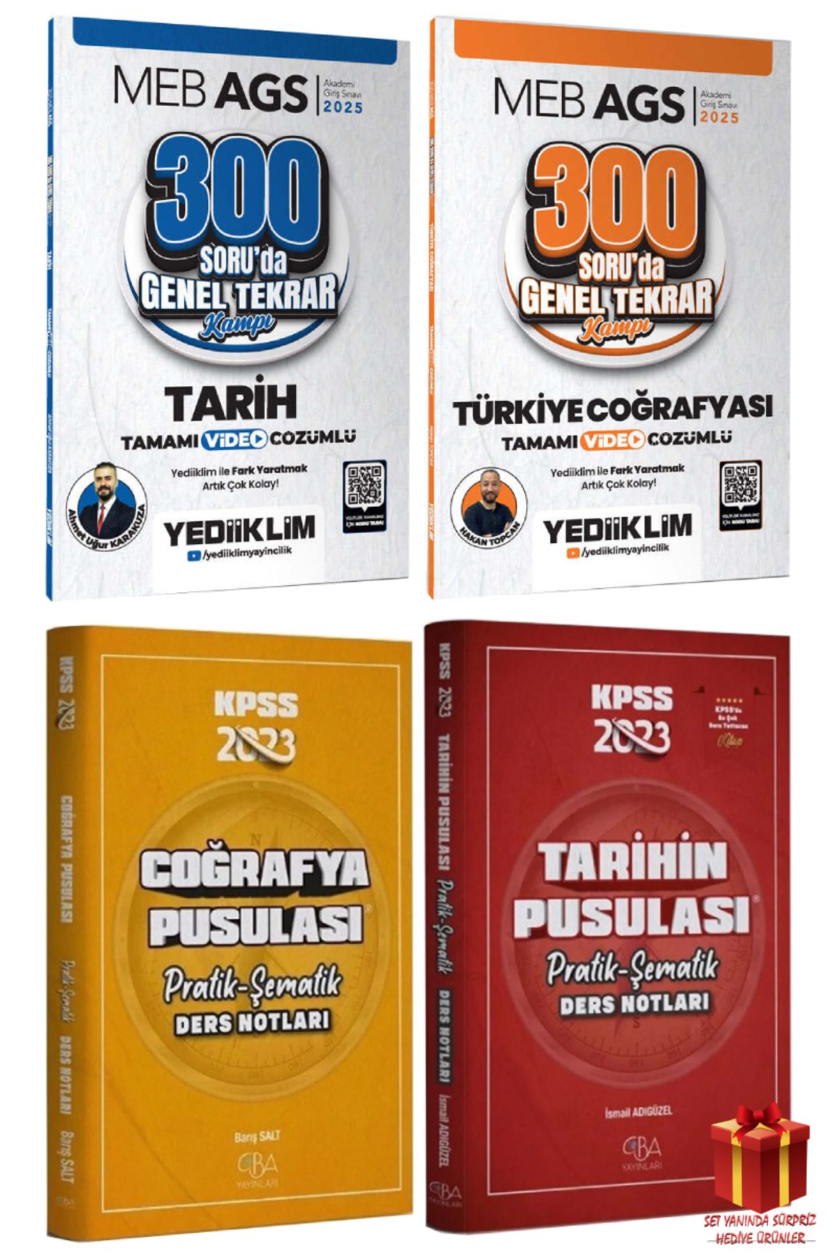 Yediiklim Yayınları 2025 Yediiklim MEB AGS Tarih Genel Tekrar+Türkiye Coğrafyası Genel Tekrar+CBA Tarih Coğrafya
