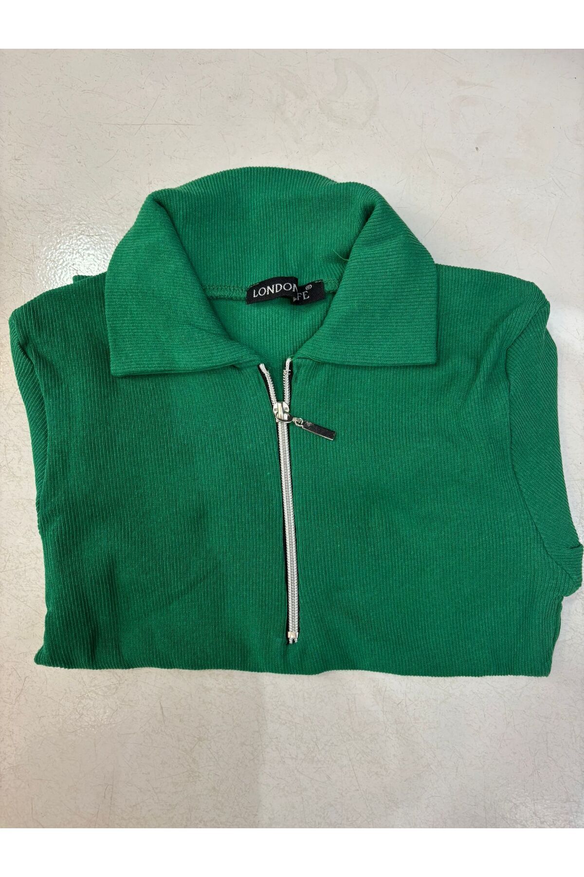 tülaybutik kadın polo yaka fermuarlı triko tişört