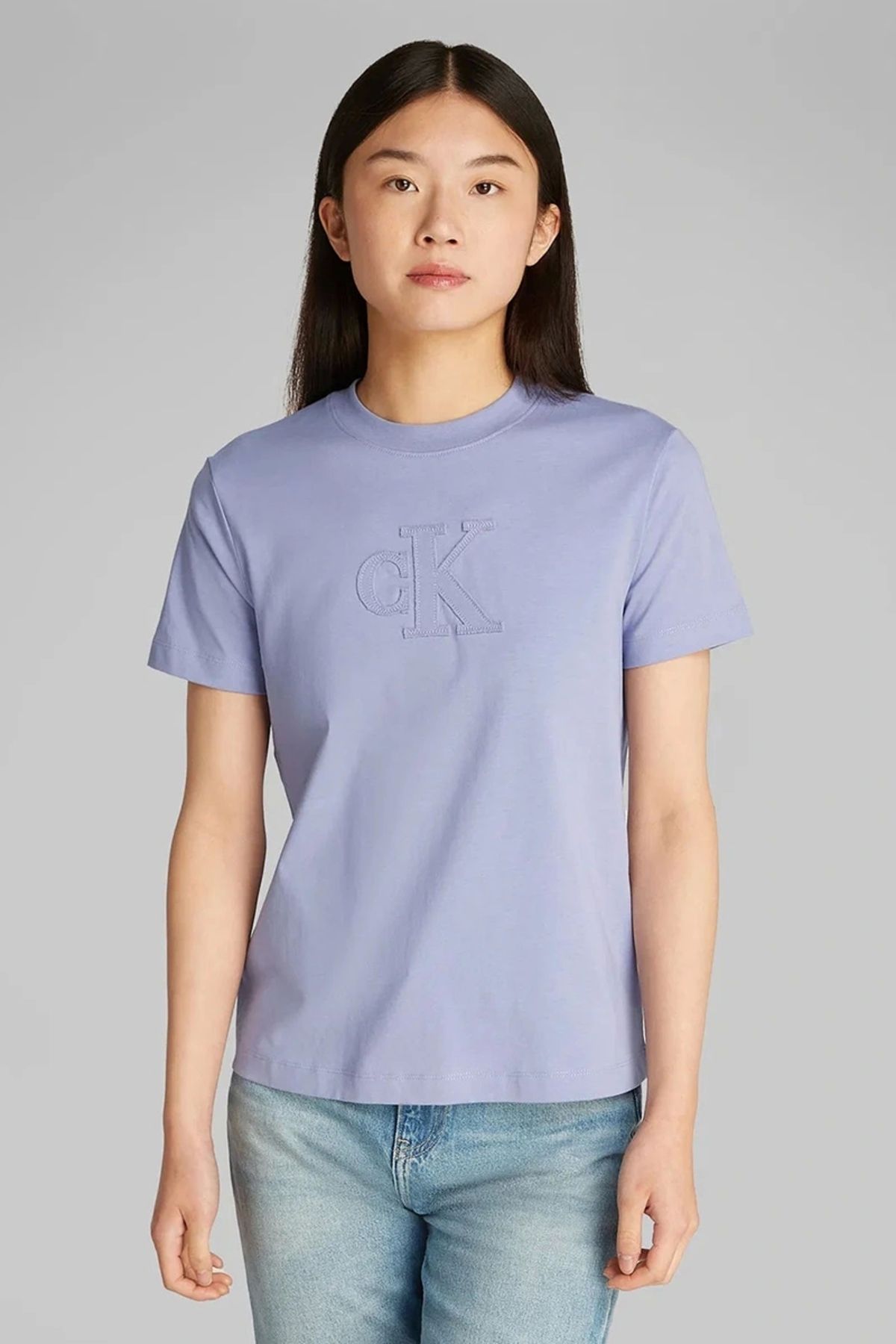 CK Jeans Applique Regular Kadın Mor T-shirt J20J225256-VFV