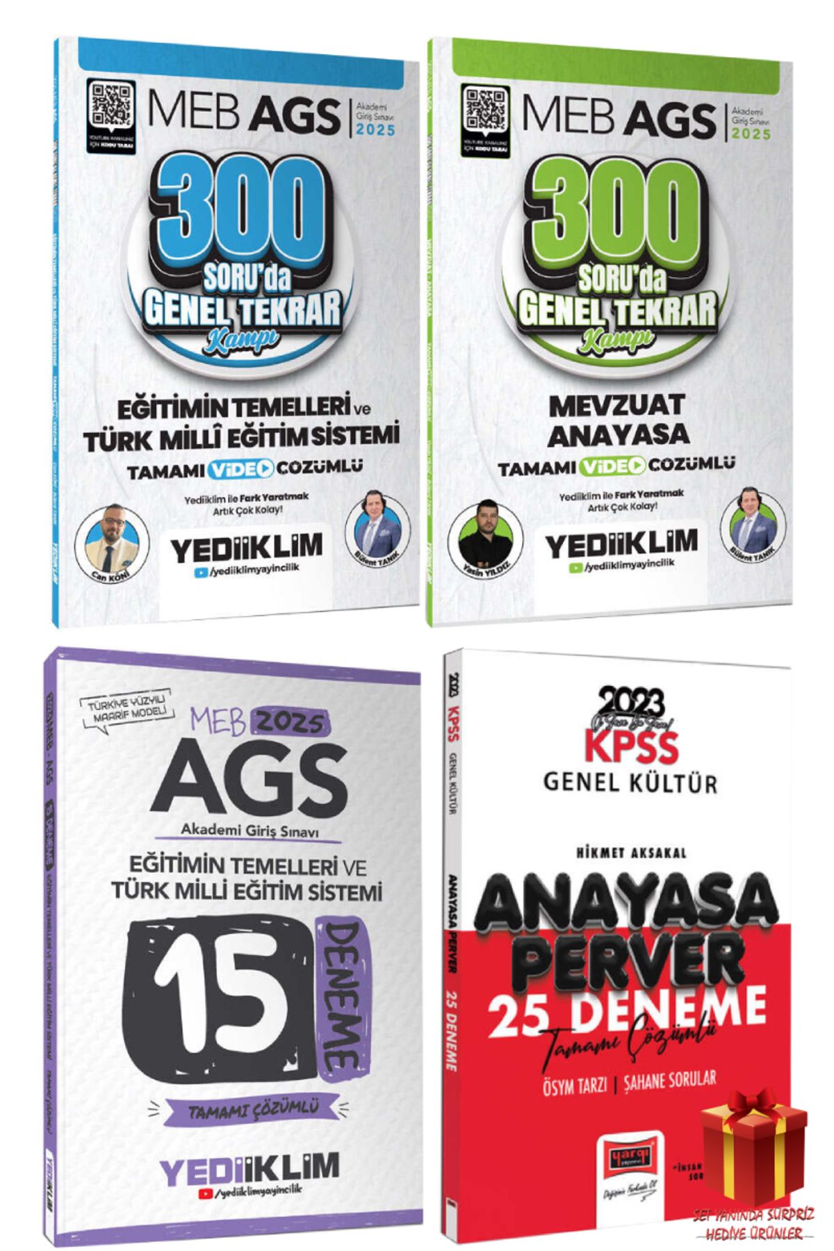 Yediiklim Yayınları 2025 Yediiklim MEB AGS Eğitimin Temelleri 300 Soruda Genel Tekrar+Mevzuat Genel Tekrar+Denemeler