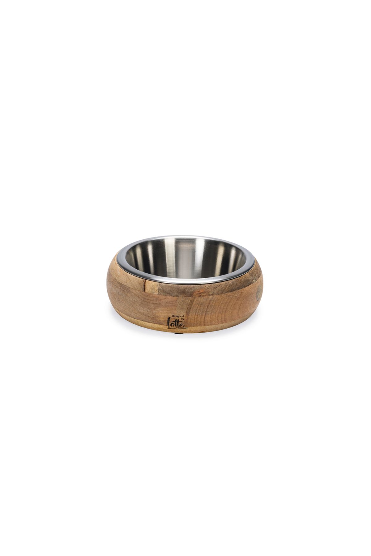 Beeztees DBL Köpek Mama Su Kabı, Dışı Masif Ahşap, Paslanmaz Çelik, 16,5cm, 650ml