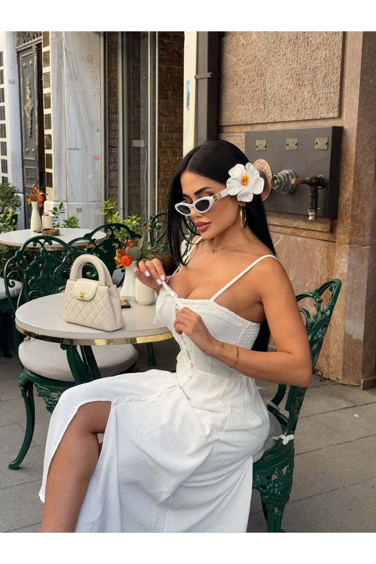 luvita co Luvita Askılı Midi Boy Elbise