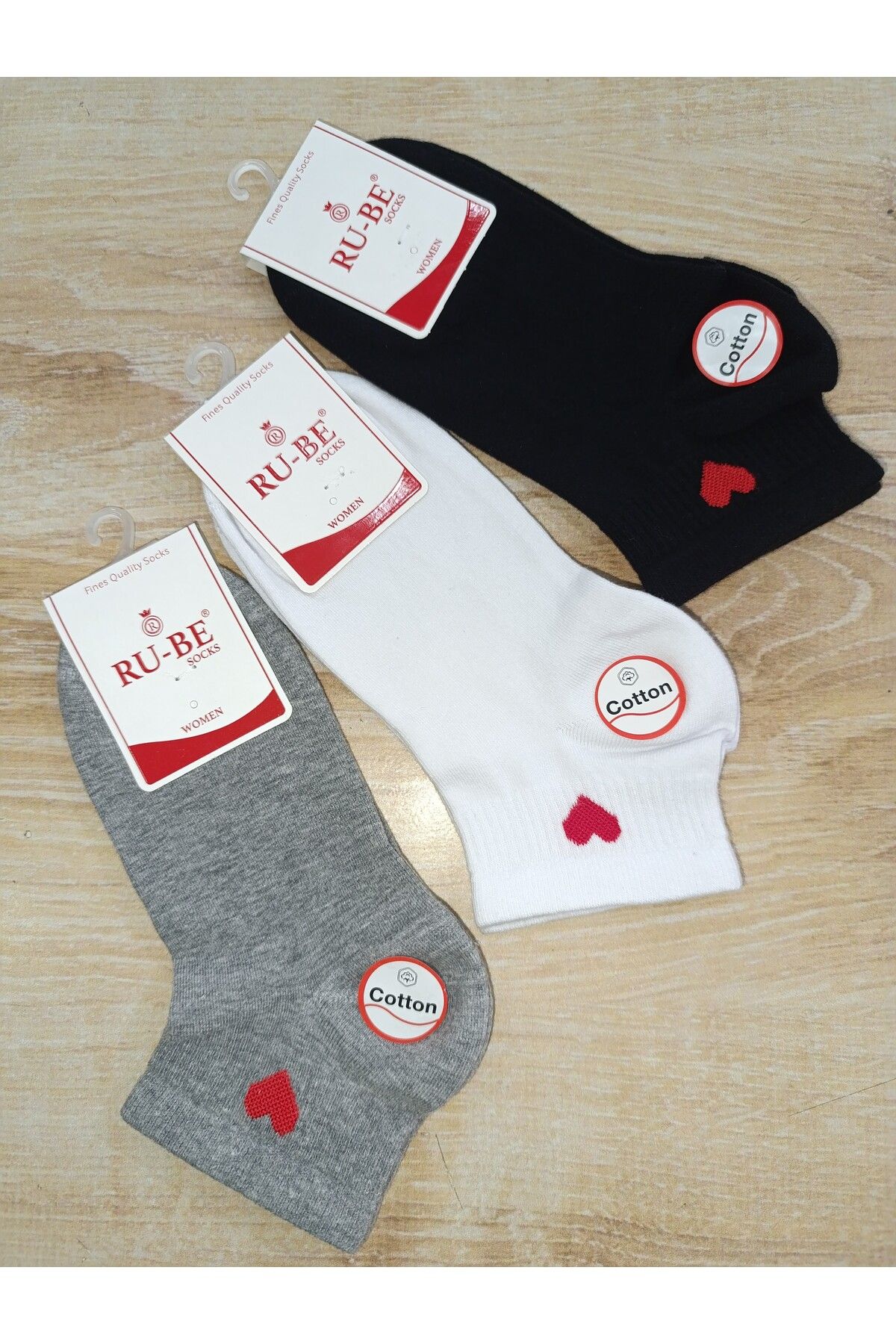 RU-BE COTON LÜX KISA KONÇ KALPLİ ÇORAP 3ÇİFT