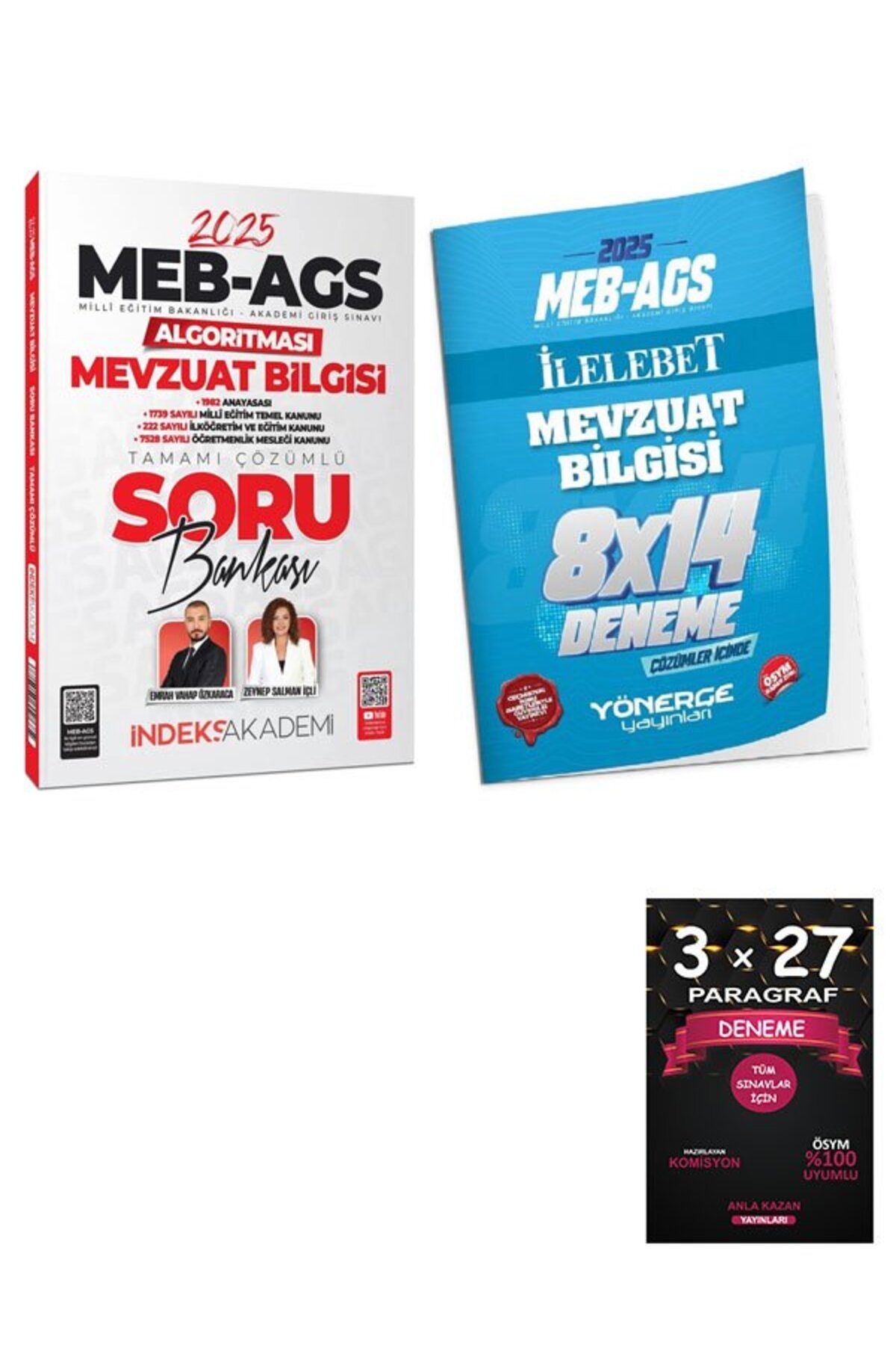 Anla Kazan Yayınları İndeks + Yönerge 2025 MEB-AGS Algoritması Mevzuat Bilgisi Soru Bankası + 8 Deneme 2 li Set