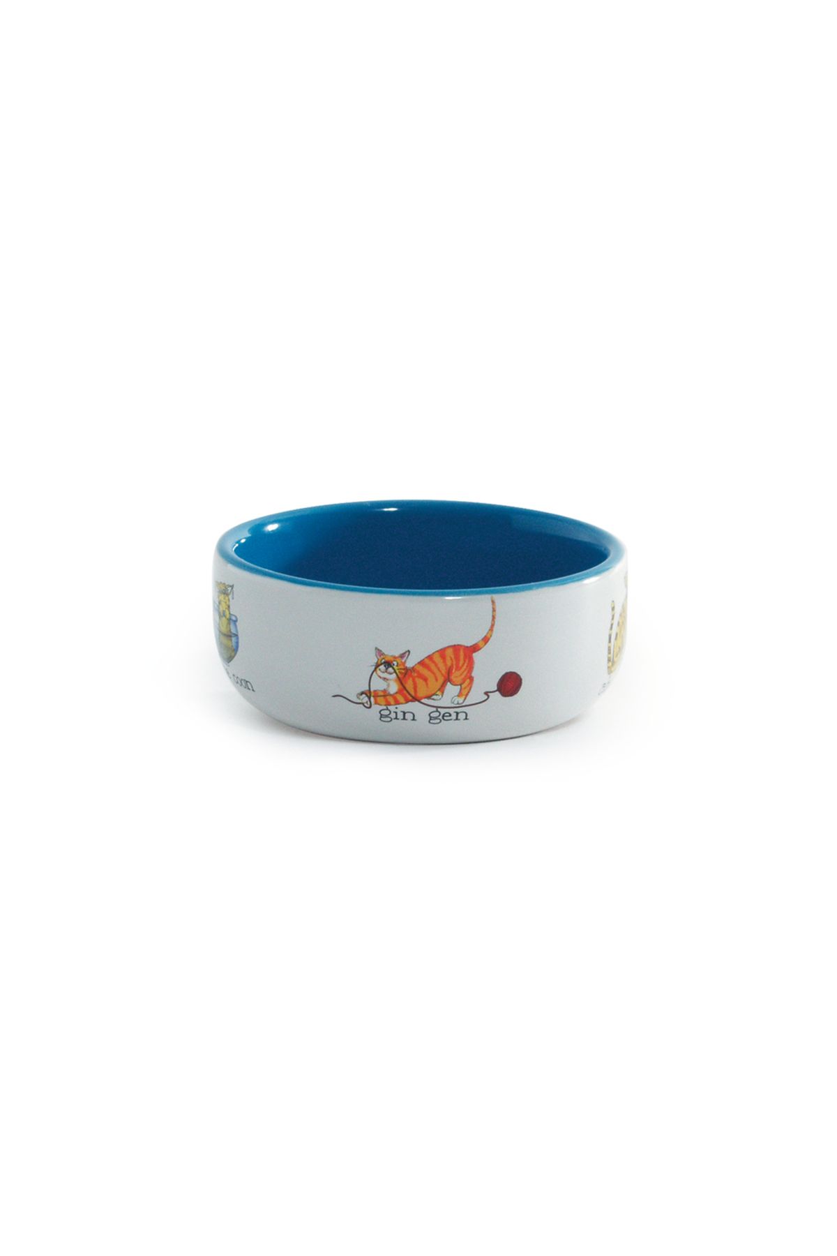 Beeztees Kedi Mama Su Kabı, Porselen, Beyaz/Mavi, 11,5cm, 325ml