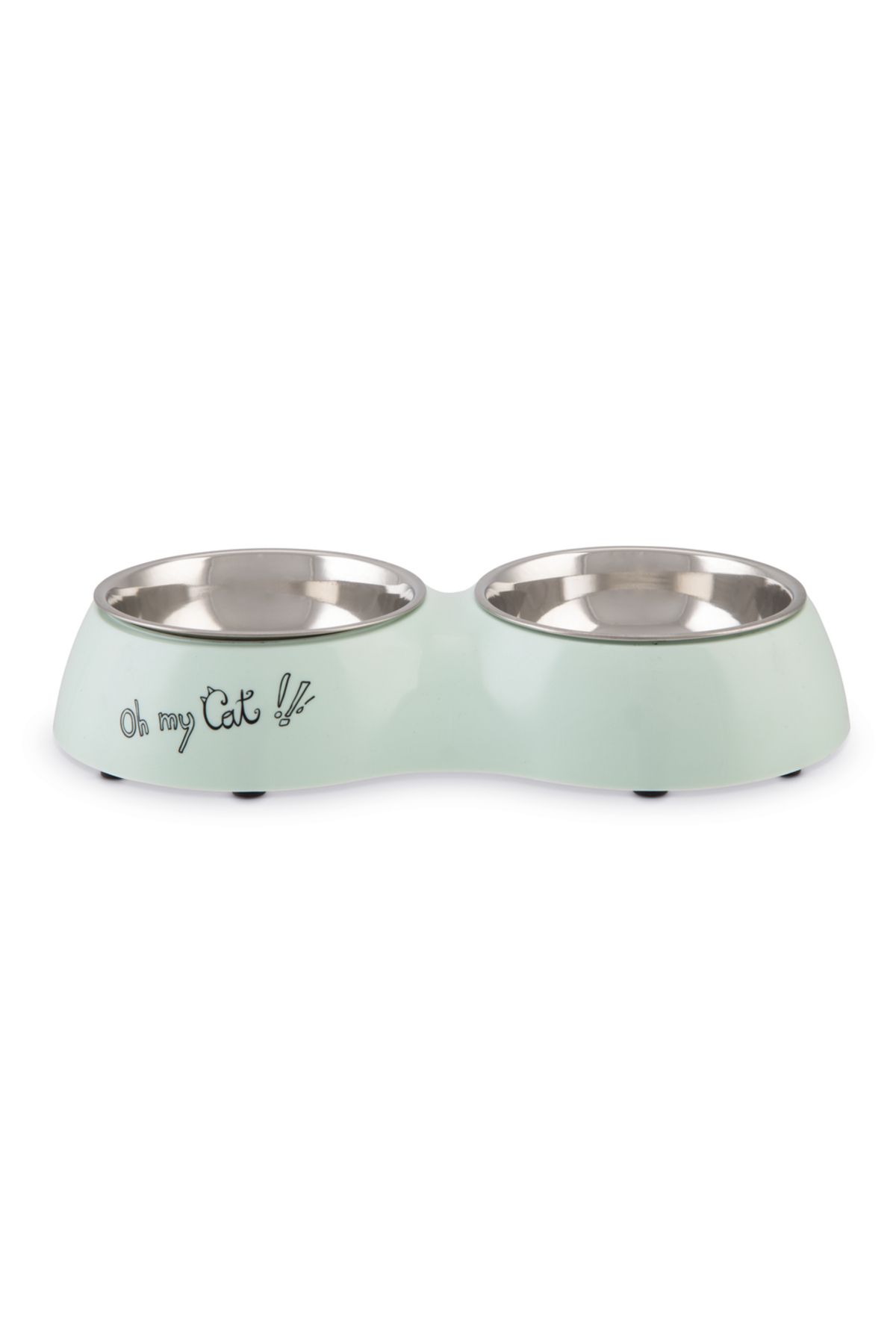 Beeztees Kedi İkili Mama ve Su Kabı, Paslanmaz Çelik, Mint, 27x14x4,5cm, 2x160ml