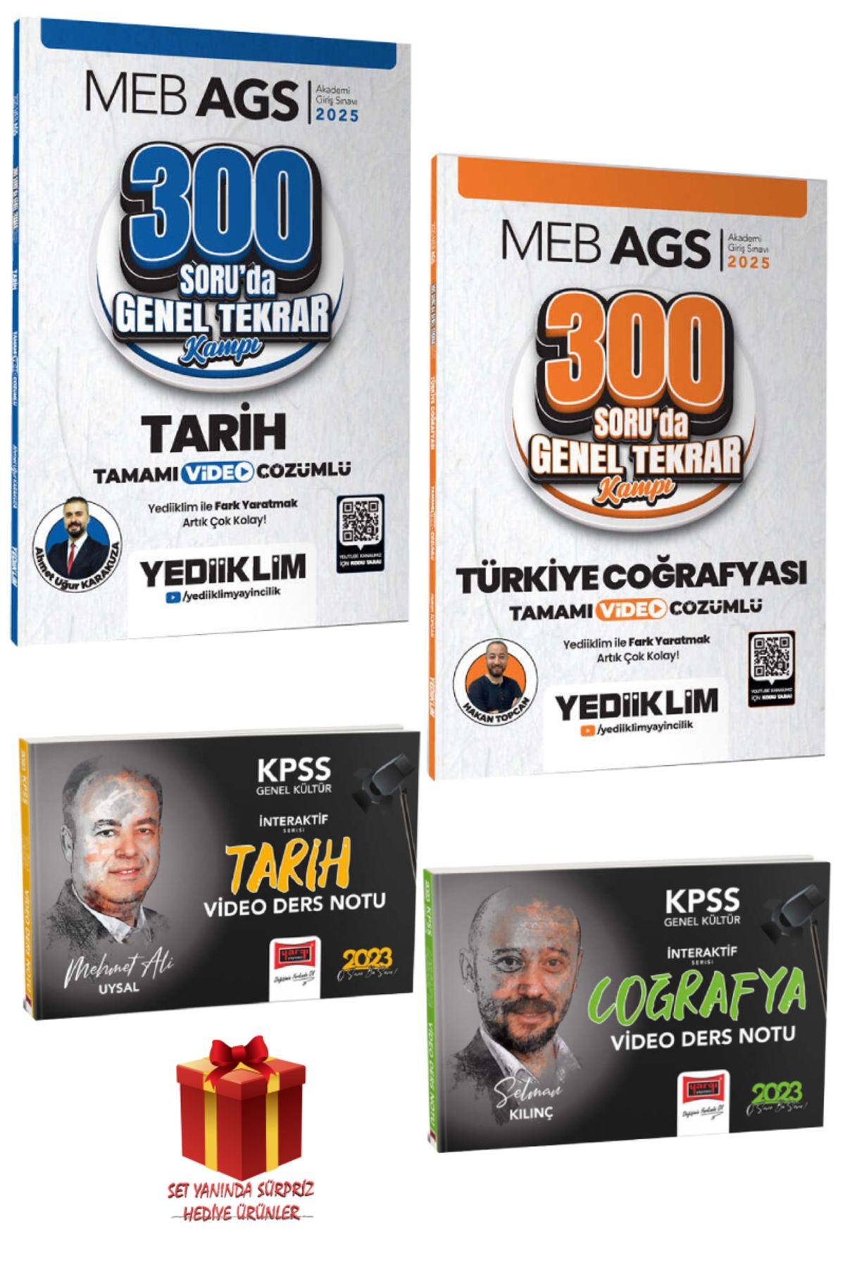 Yediiklim Yayınları 2025 Yediiklim MEB AGS Tarih Genel Tekrar+Türkiye Coğrafyası Genel Tekrar+Video Ders Notları