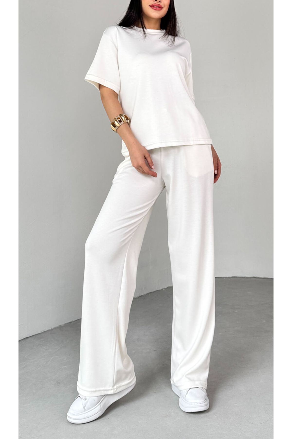 studio fashion 1988 Kadın Siyah Premium Modal Kumaş Bisiklet Yaka Kısa Kol Basic Takım
