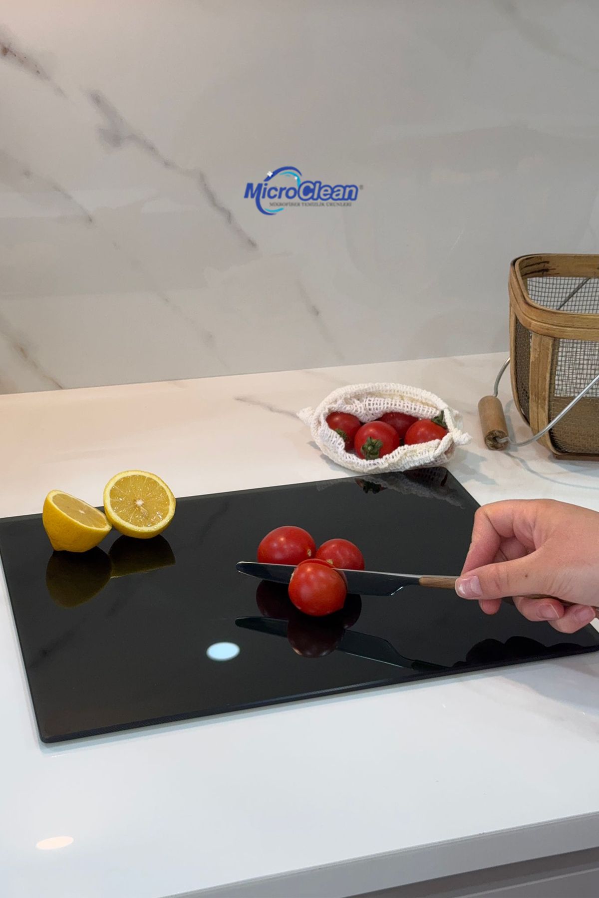Micro Clean Cam Kesme Tahtası Füme Renk Temperli Çizilmez cam,Isıya Dayanıklı,Kırılmaya Dayanıklı 25*35 Cm