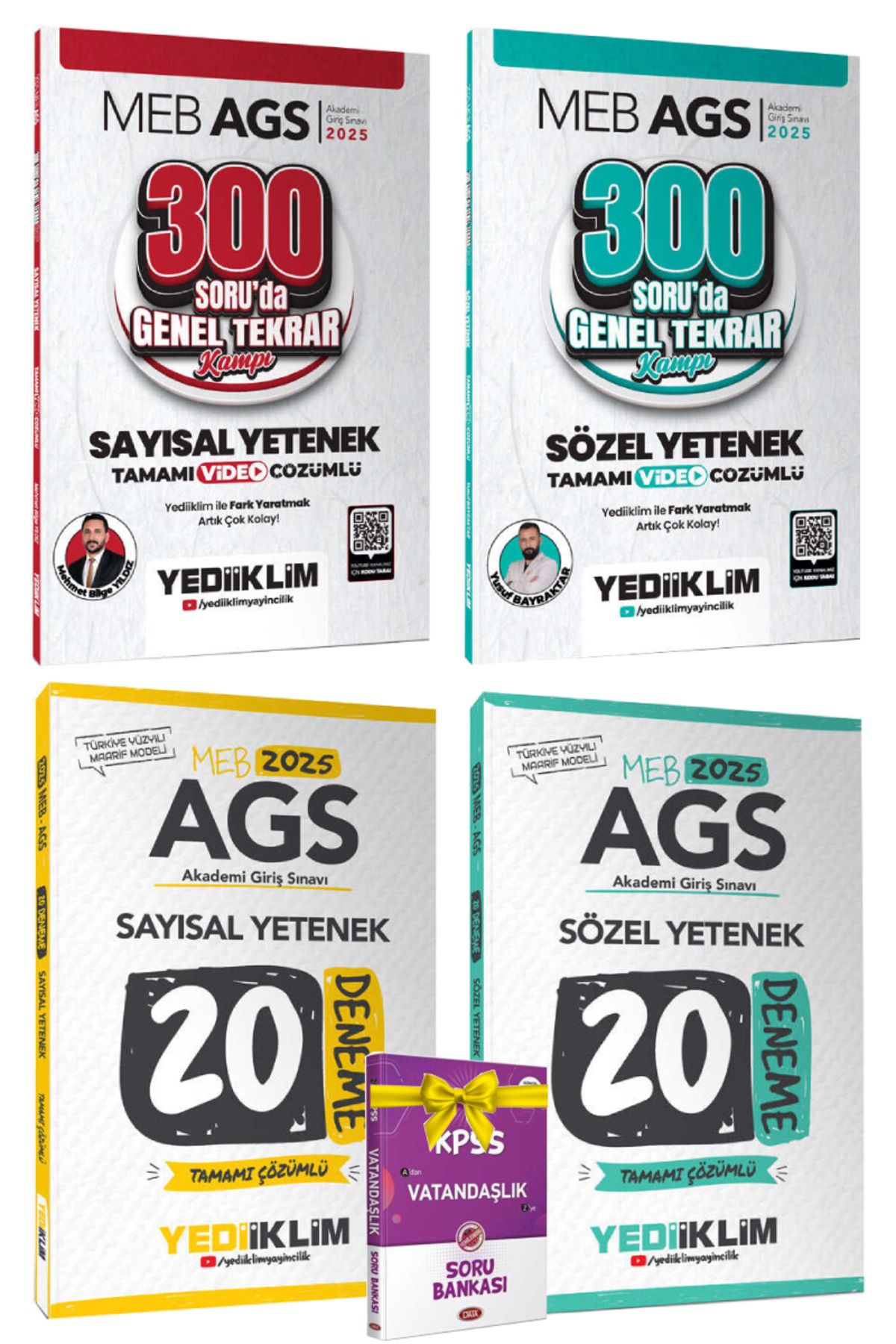 Yediiklim Yayınları 2025 Yediiklim MEB AGS Sözel Yetenek Genel Tekrar+Sayısal Yetenek Genel Tekrar+Denemeler