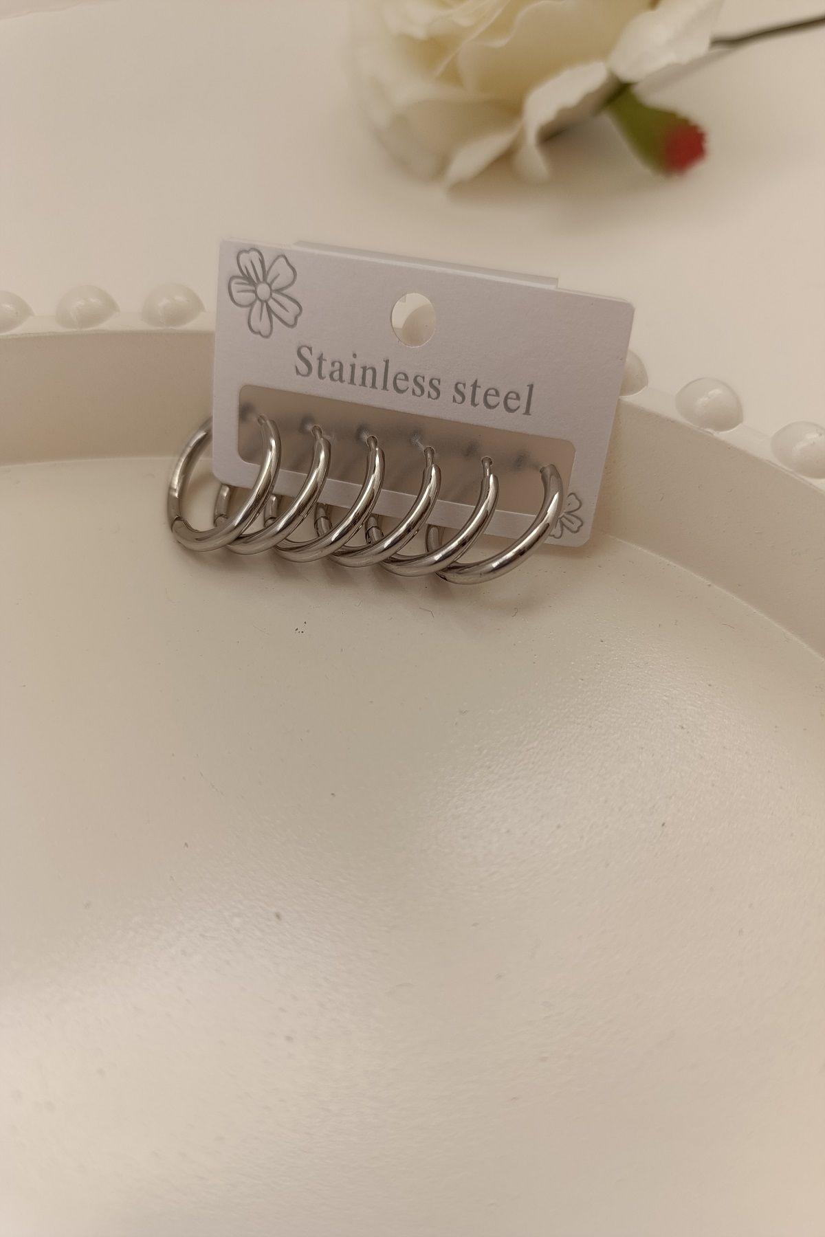 MARZELLA ACCESSORİES çelik silver çoklu halka küpe
