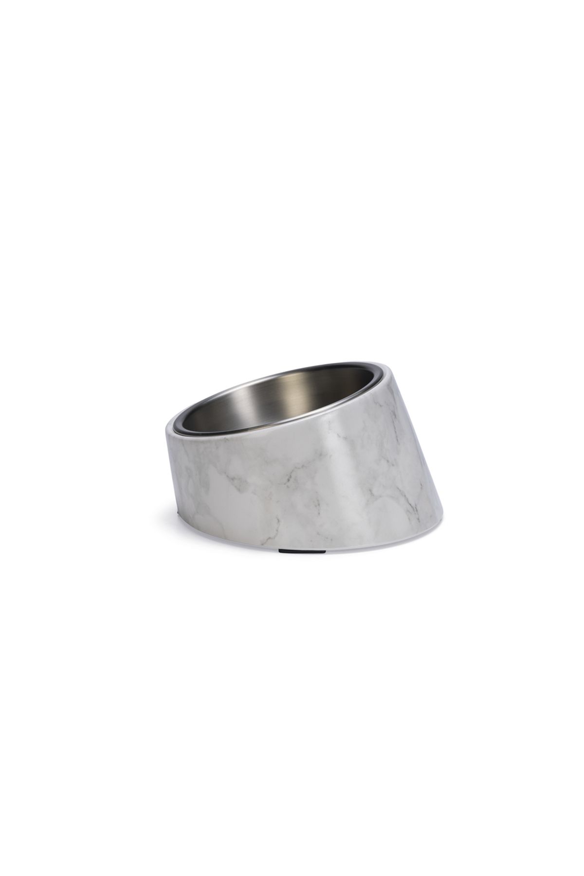 Beeztees DBL Kedi Mama Su Kabı, Paslanmaz Çelik, Beyaz Mermer Görünümlü, 14,5x3,3x7,6cm, 160ml