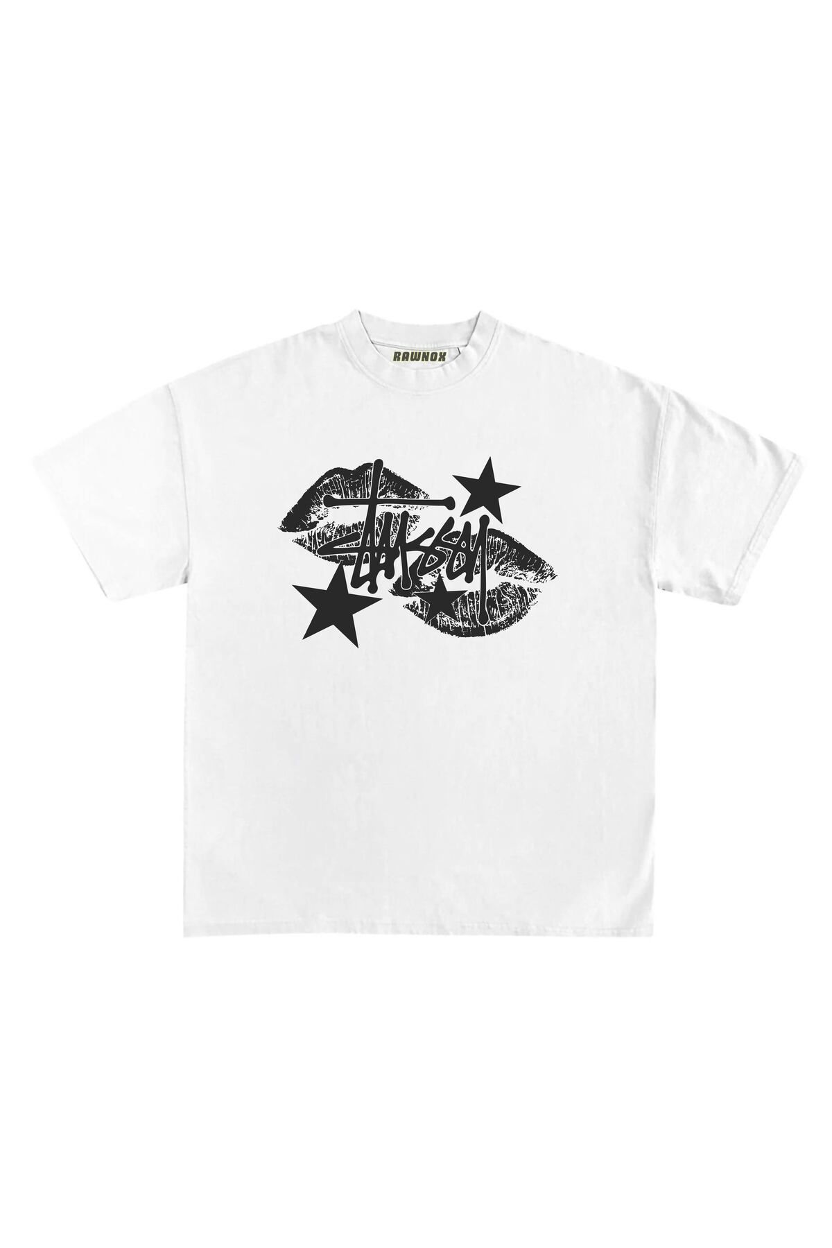 RawNox Unisex Bol Kalıp RawNox Özel Koleksiyon Stüssy V5 Tshirt