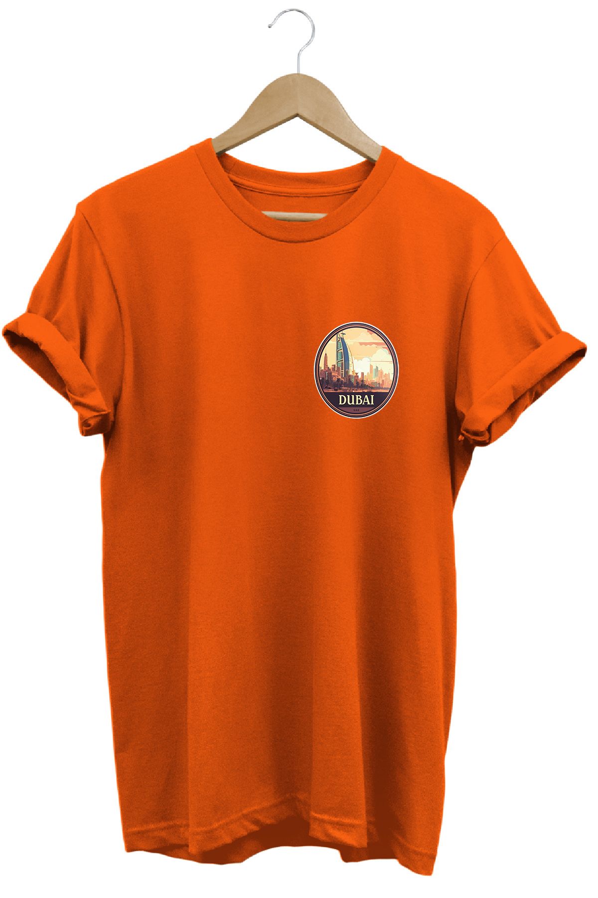 remonz Şehirler Serisi Dubai Baskılı %100 Pamuk Regular Fit Bisiklet Yaka T-shirt
