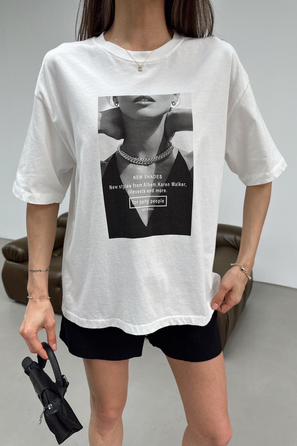 mylove Resim Baskılı T-shirt Ekru