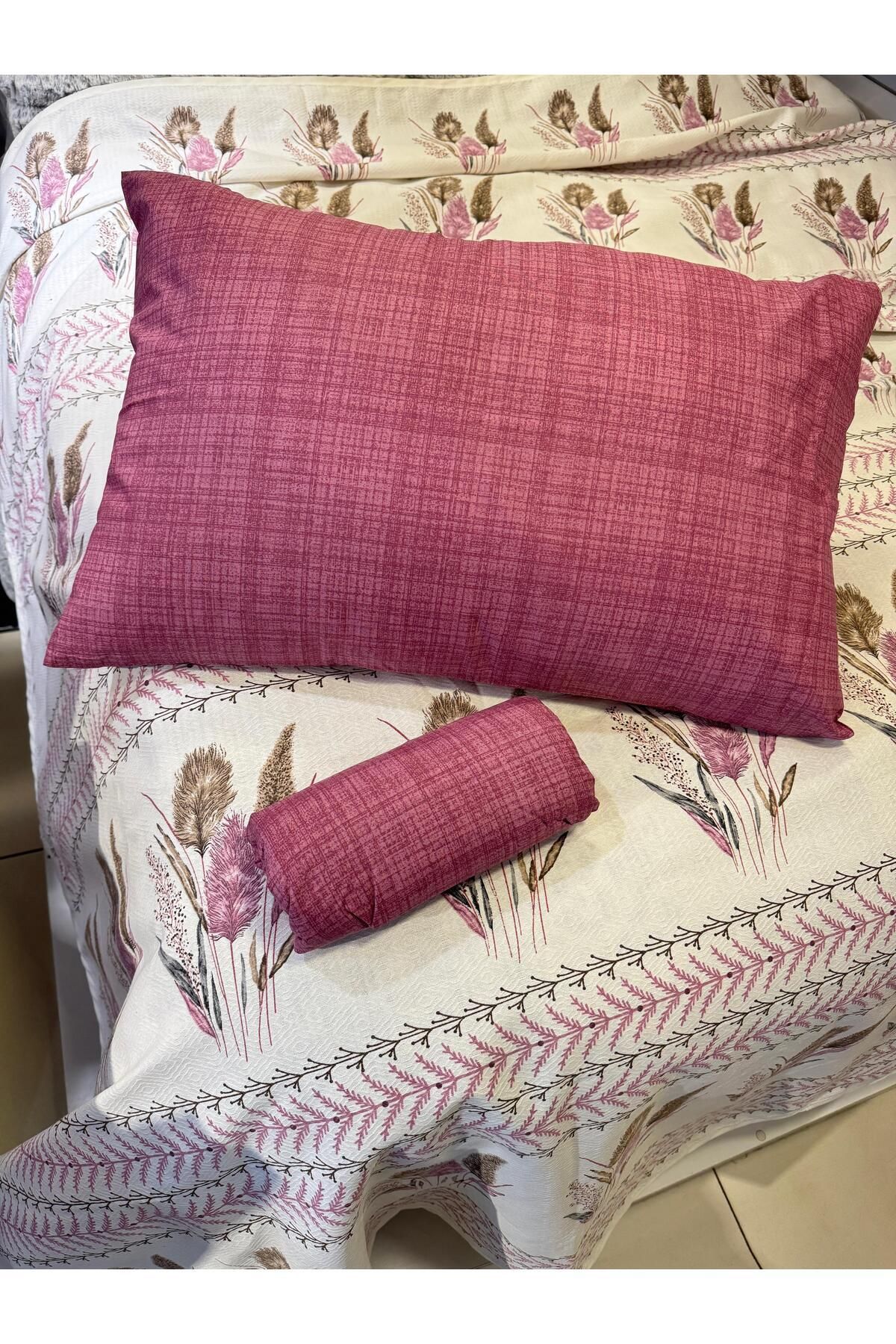 ŞENER HOME-Ekin Patterned Sheet Elastic Double Pique Set - Dusty Rose 5