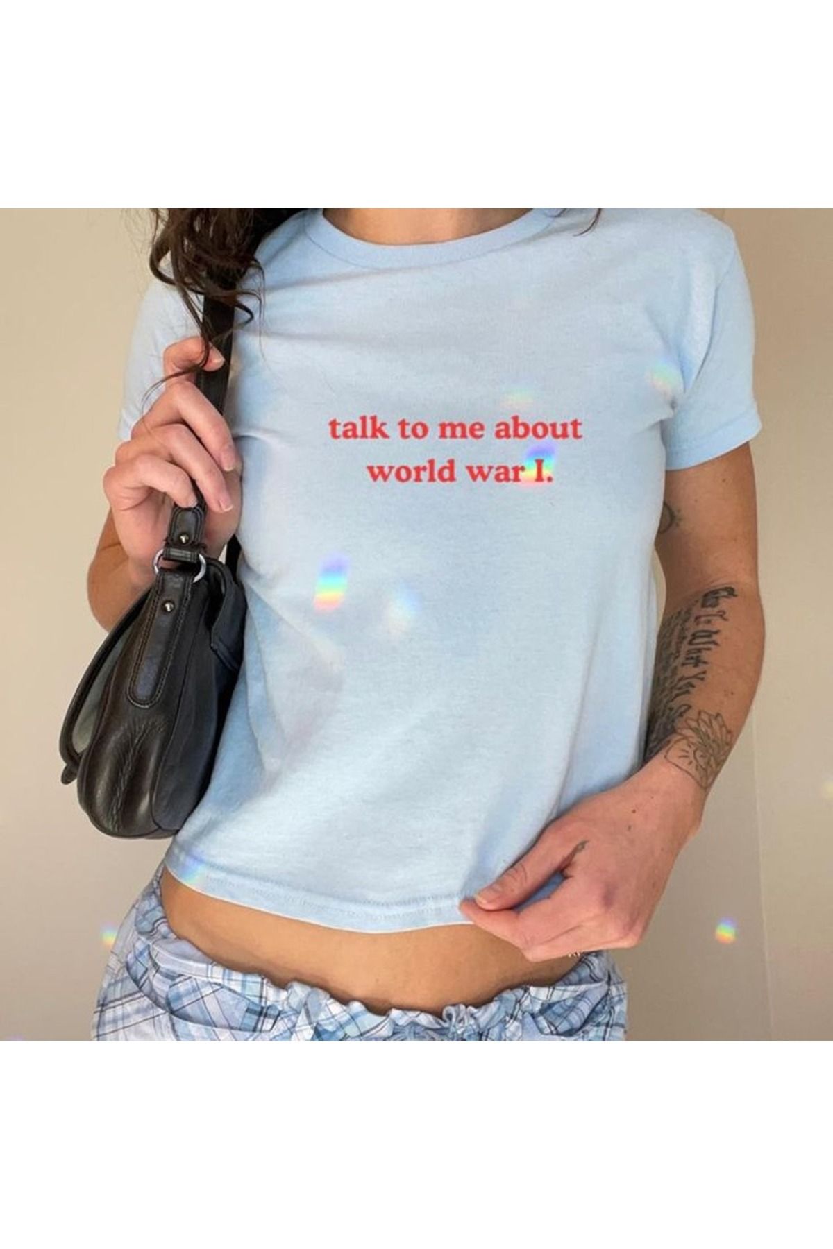JANSO GROUP -KADIN KISA KOLLU PAMUKLU BASKILI CROP TSHIRT0022