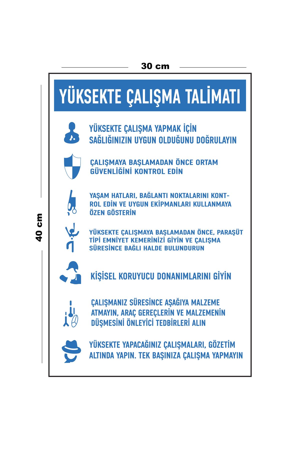 Lucena-Metal Work at Height Instruction 30cm X 40cm A3 Size Warning Sign Directional Sign 1