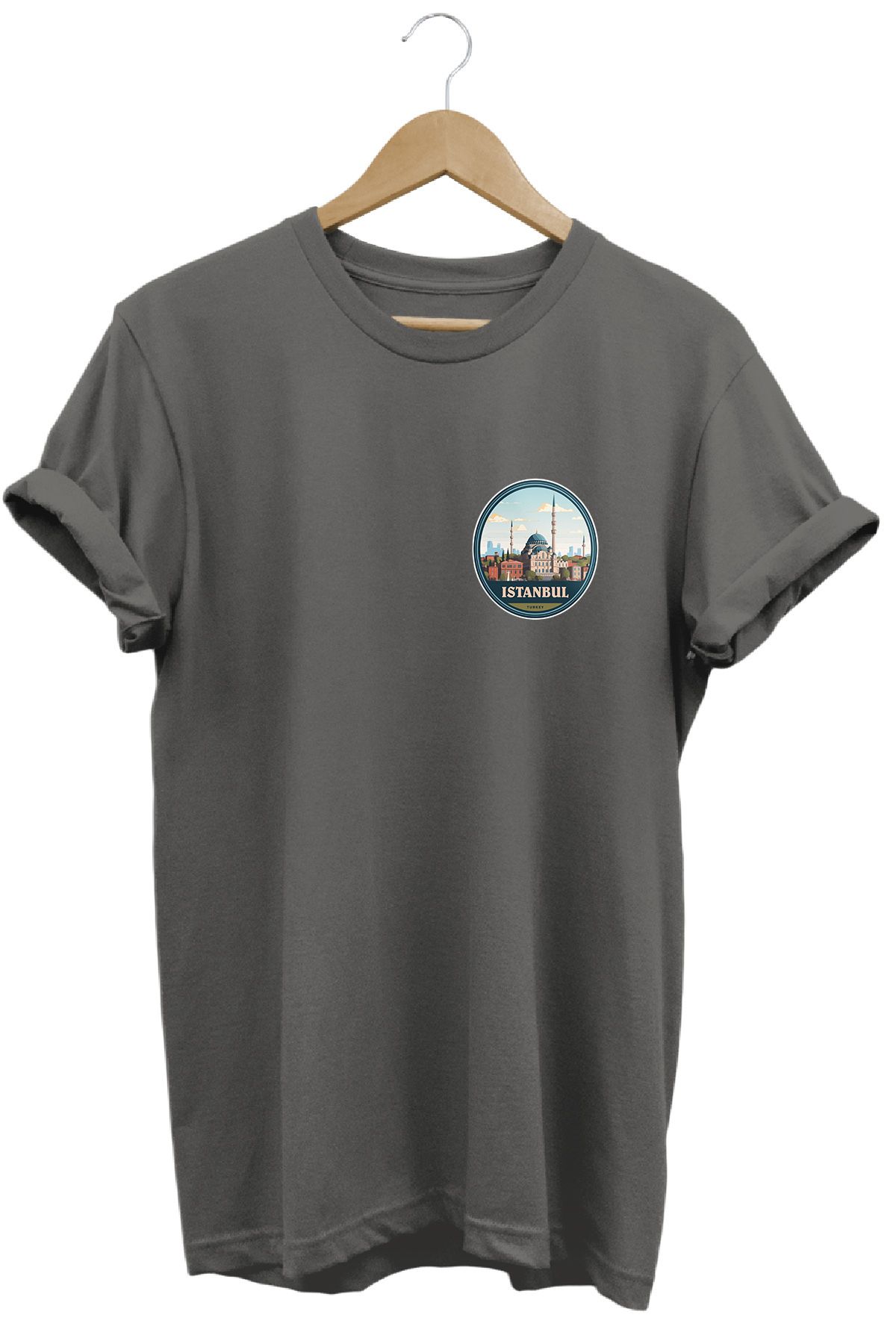 remonz Şehirler Serisi İstanbul Baskılı %100 Pamuk Regular Fit Bisiklet Yaka T-shirt